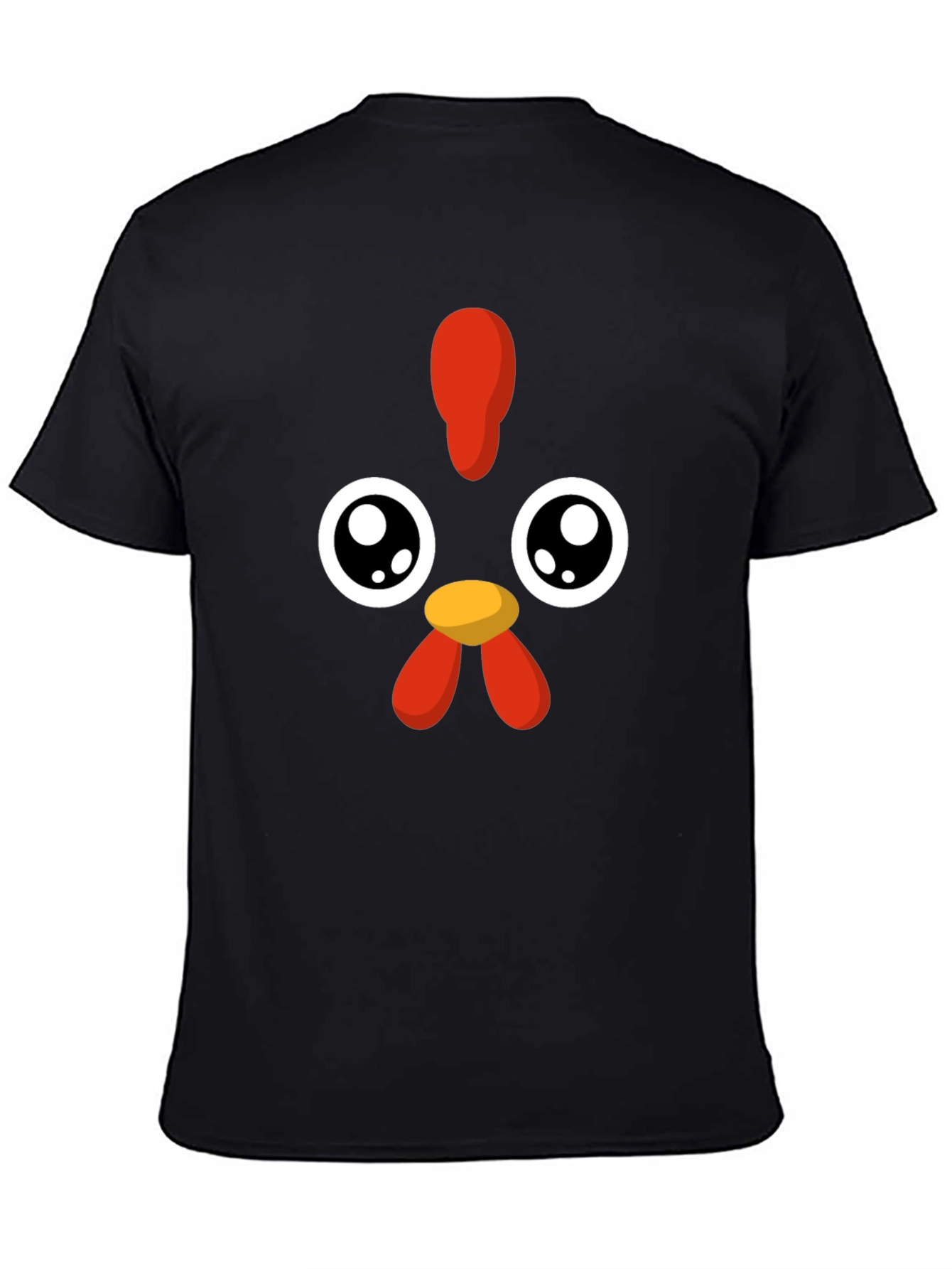 Black Cute Cartoon Chicken Graphic Black T-Shirt view 4