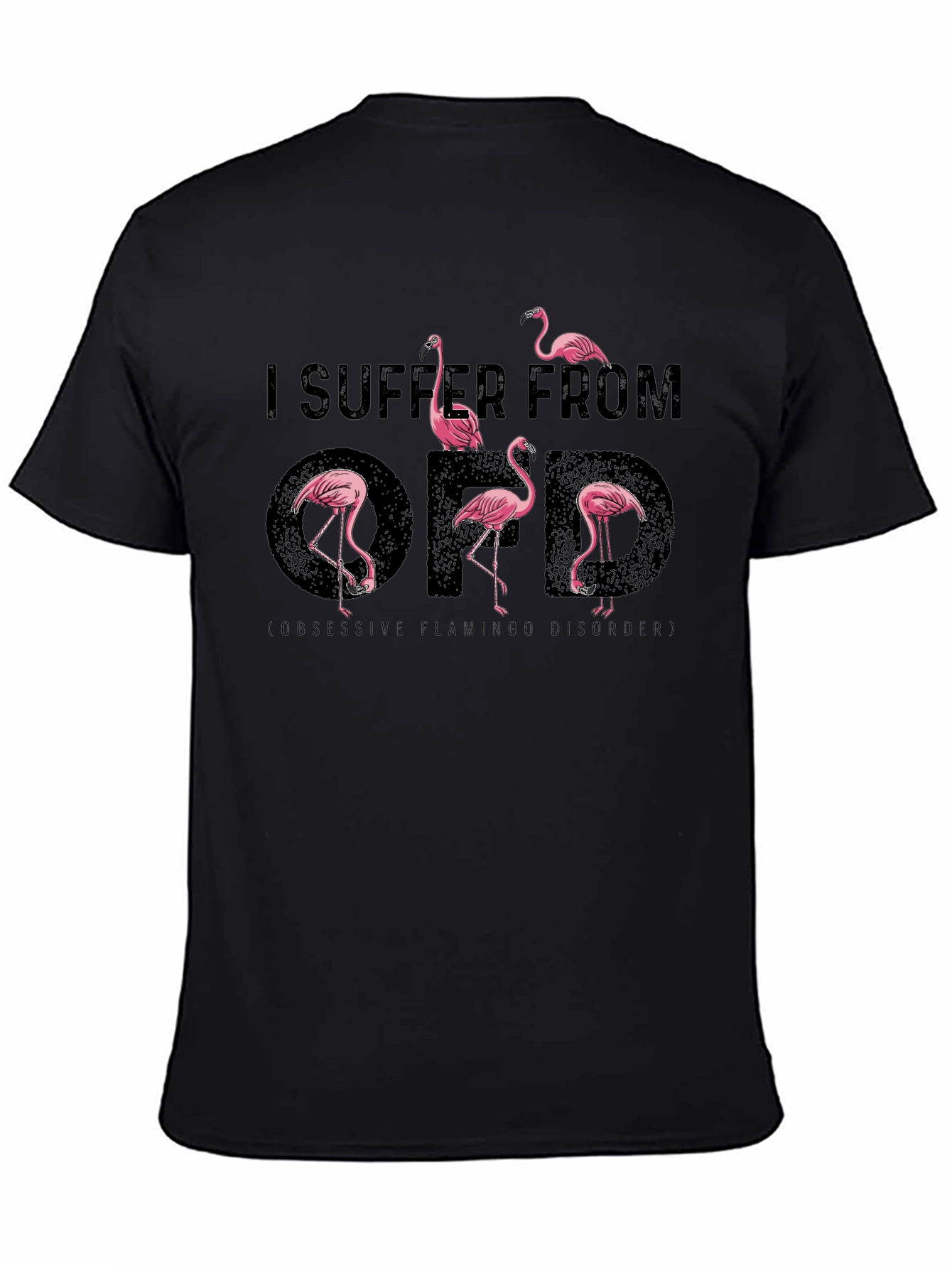 Black Obsessive Flamingo Disorder T-Shirt view 4