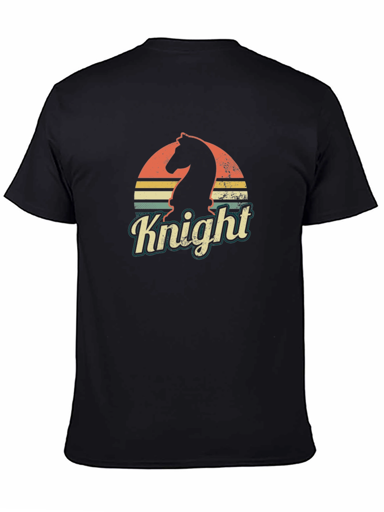 Black Retro Knight Chess Piece Graphic T-Shirt view 4
