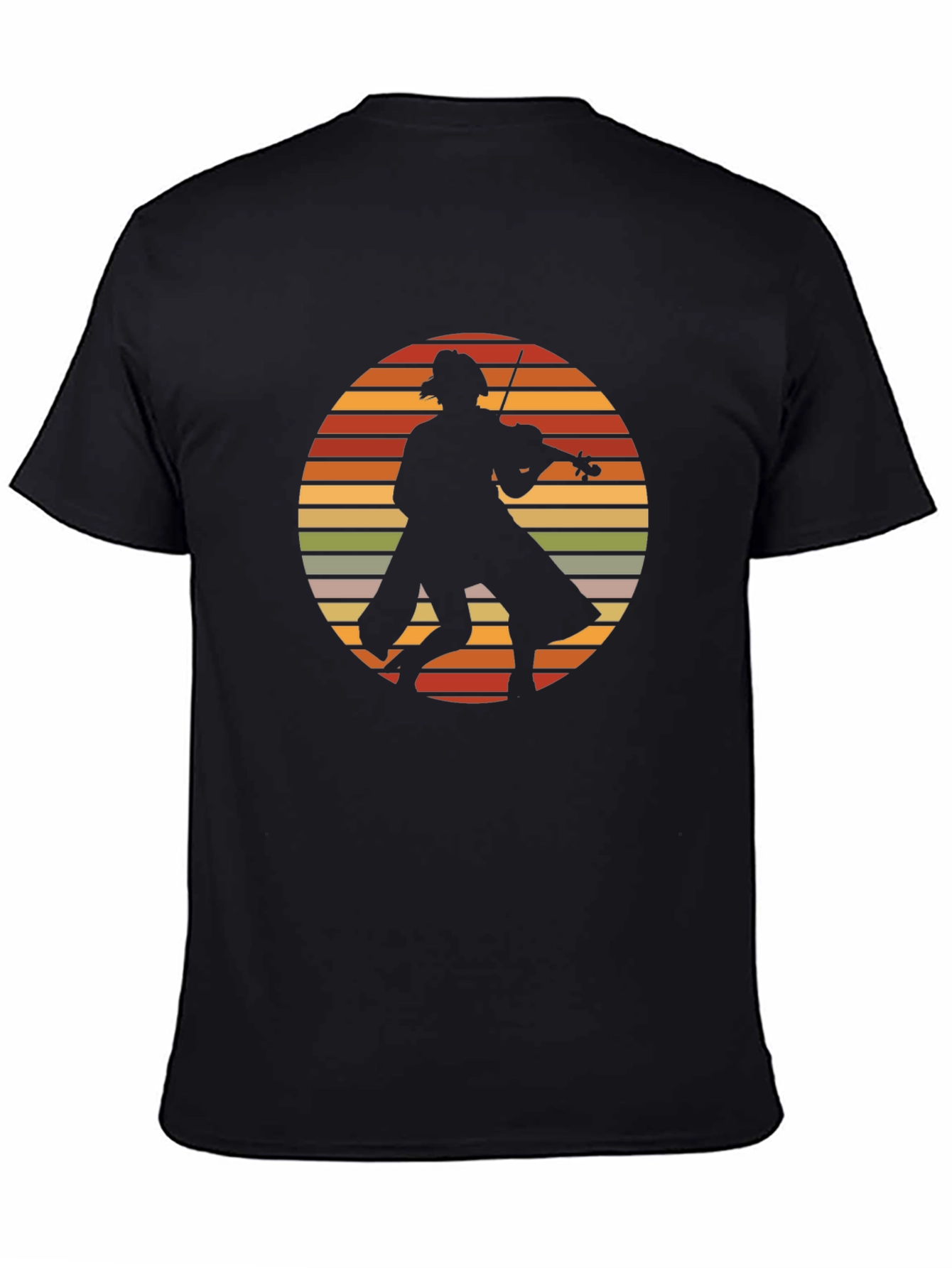 Black Retro Fiddler T-Shirt - Vintage Musician Tee view 4