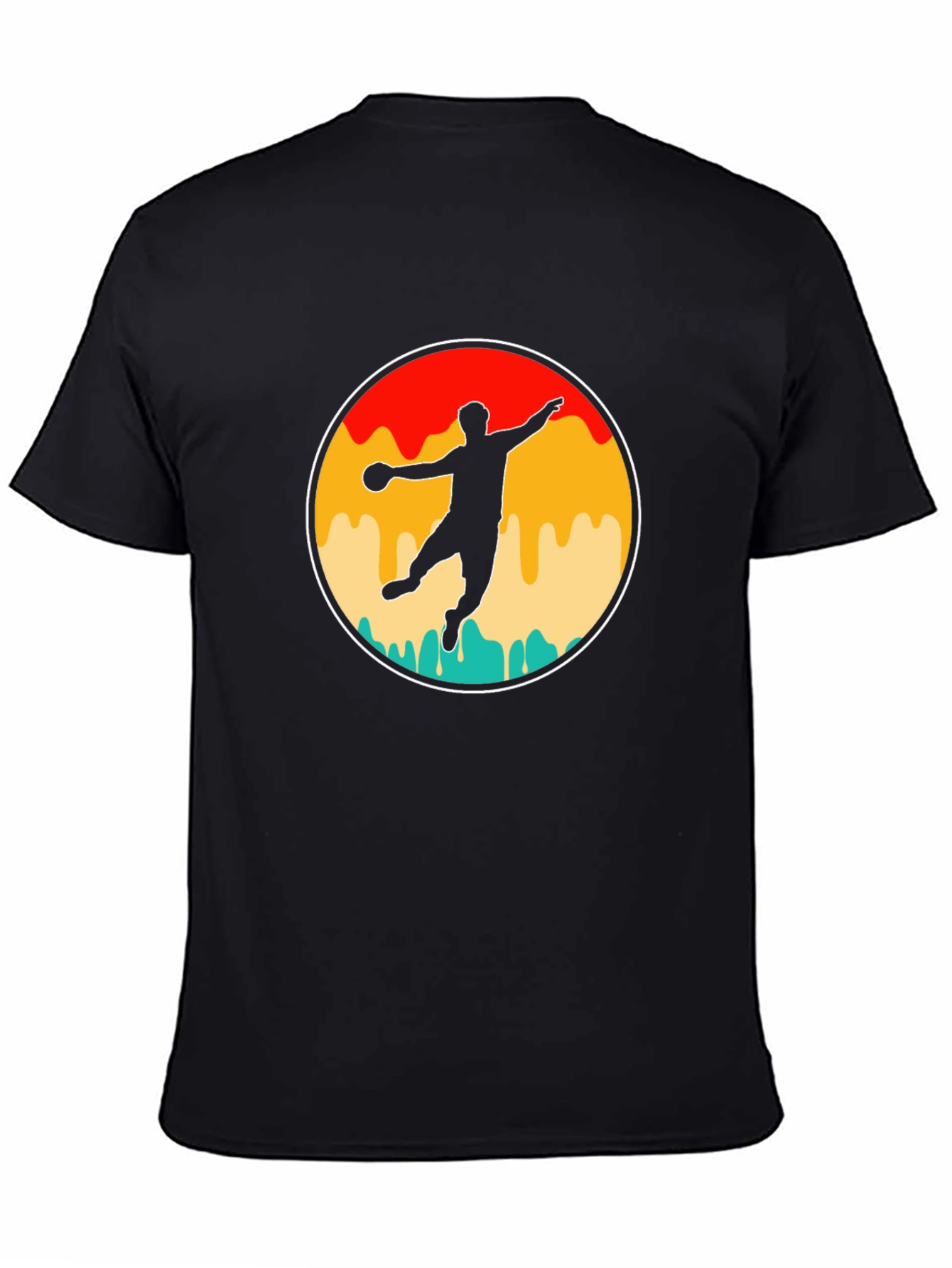 Black Retro Handball Player T-Shirt view 4