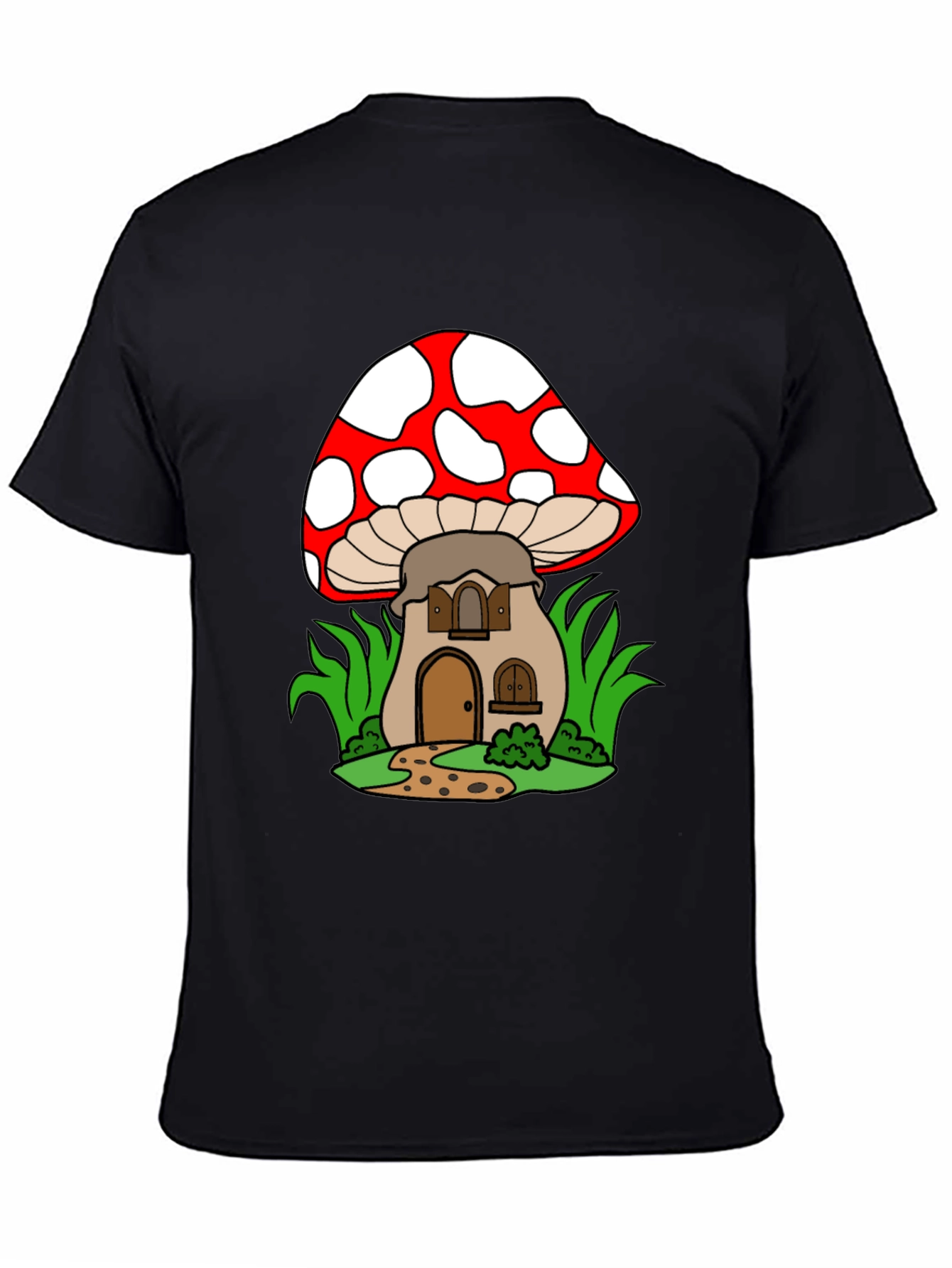 Black Mushroom House Graphic Tee - Fun & Unique Design view 4
