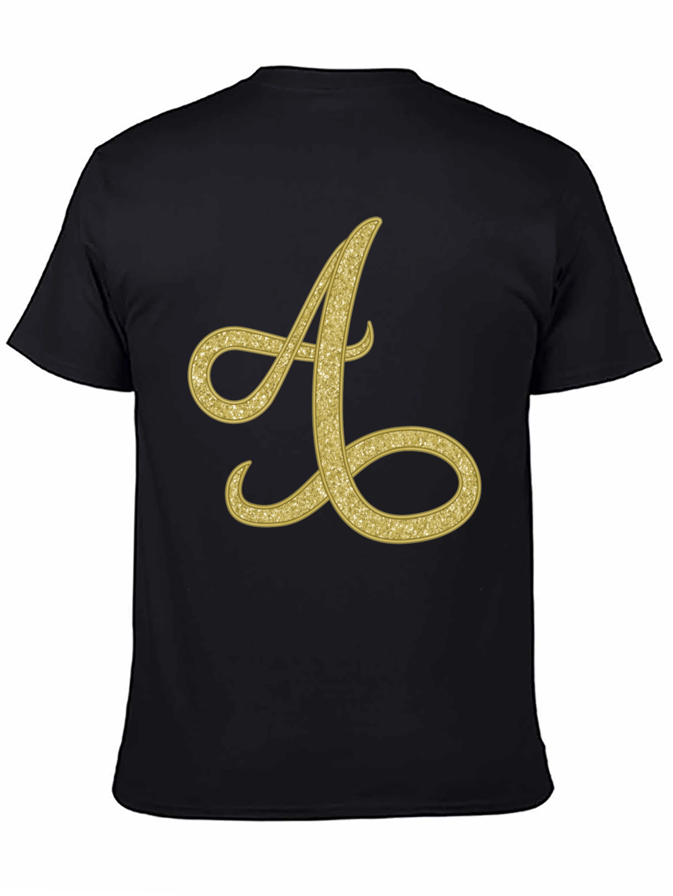 Black Golden Letter A T-Shirt view 4