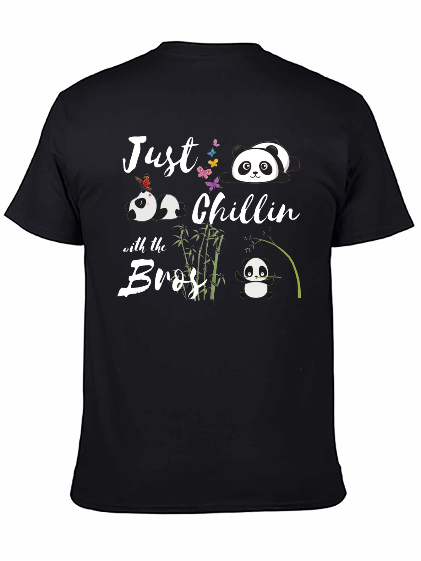 Black Just Chillin with the Bros Panda T-Shirt view 4