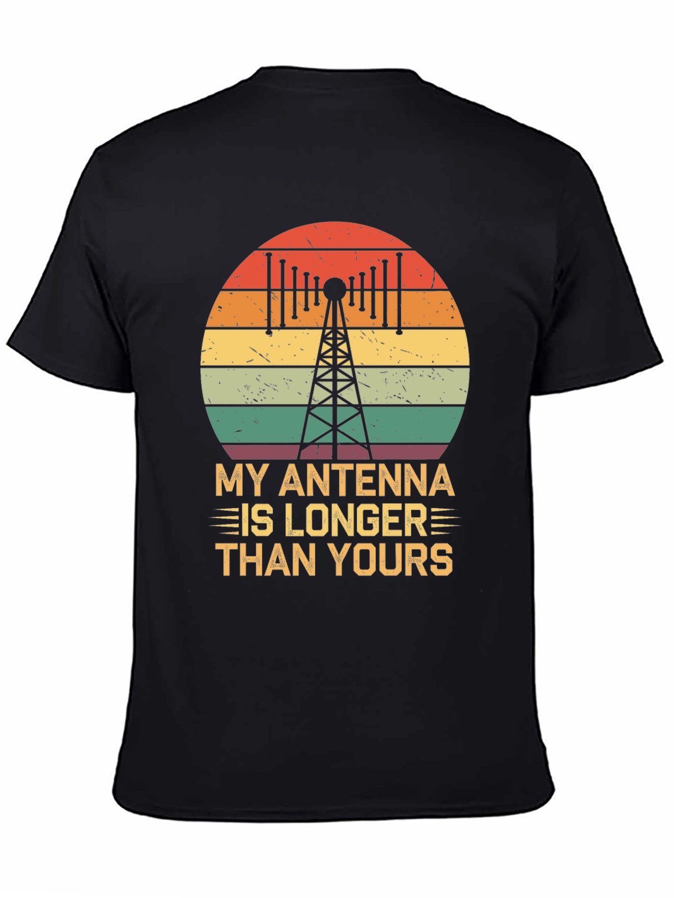 Black Antenna Longer Than Yours Funny Ham Radio T-Shirt view 4