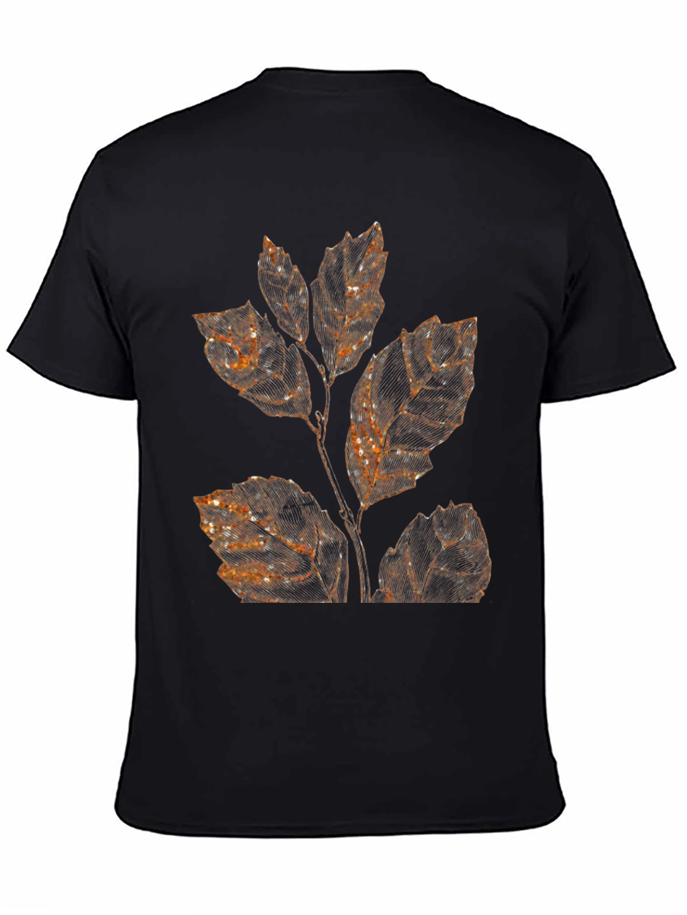 Black Botanical Print Black T-Shirt view 4