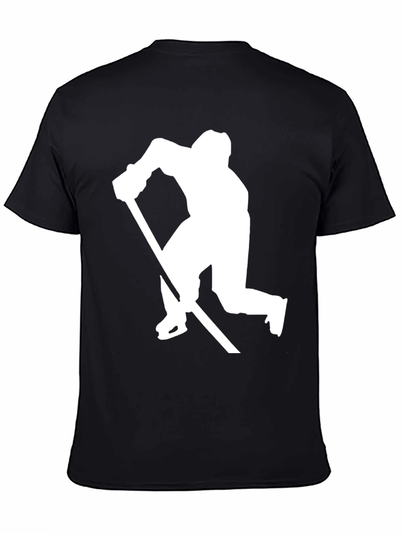 Black Hockey Player Silhouette Graphic Tee - Black Cotton view 4