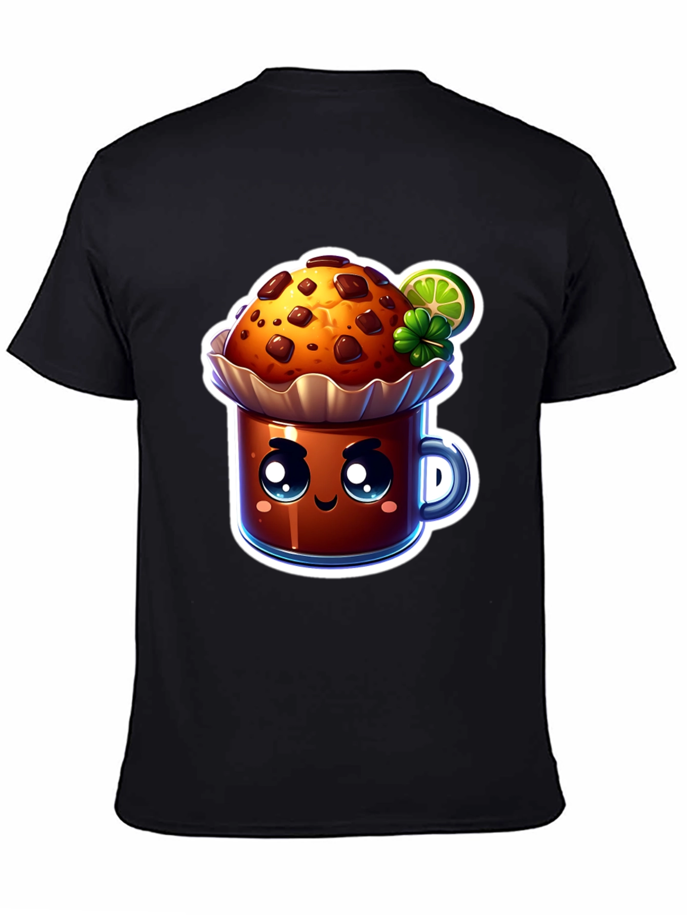 Black Cute Kawaii Cupcake Graphic T-Shirt view 4