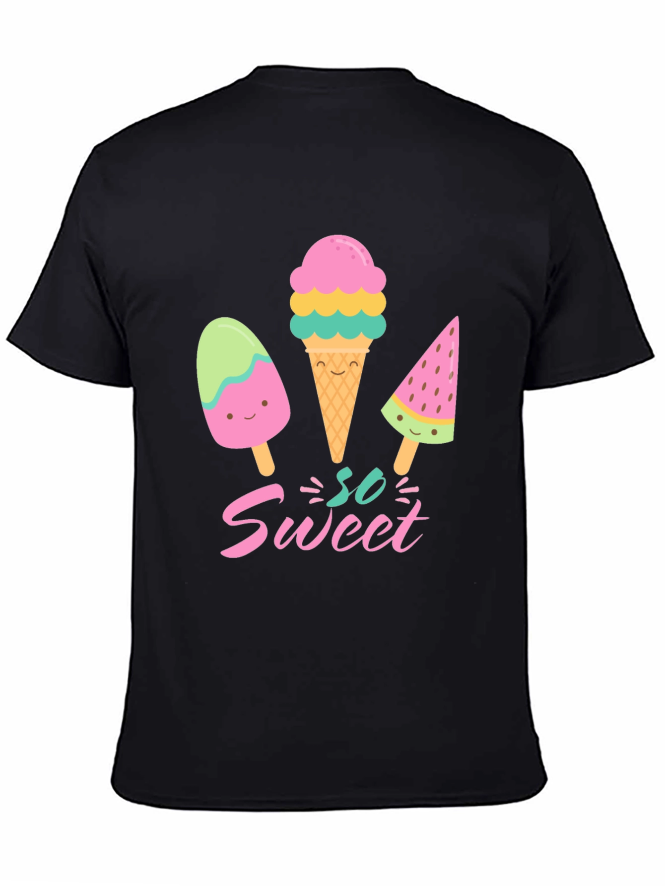 Black So Sweet Ice Cream Graphic T-Shirt view 4