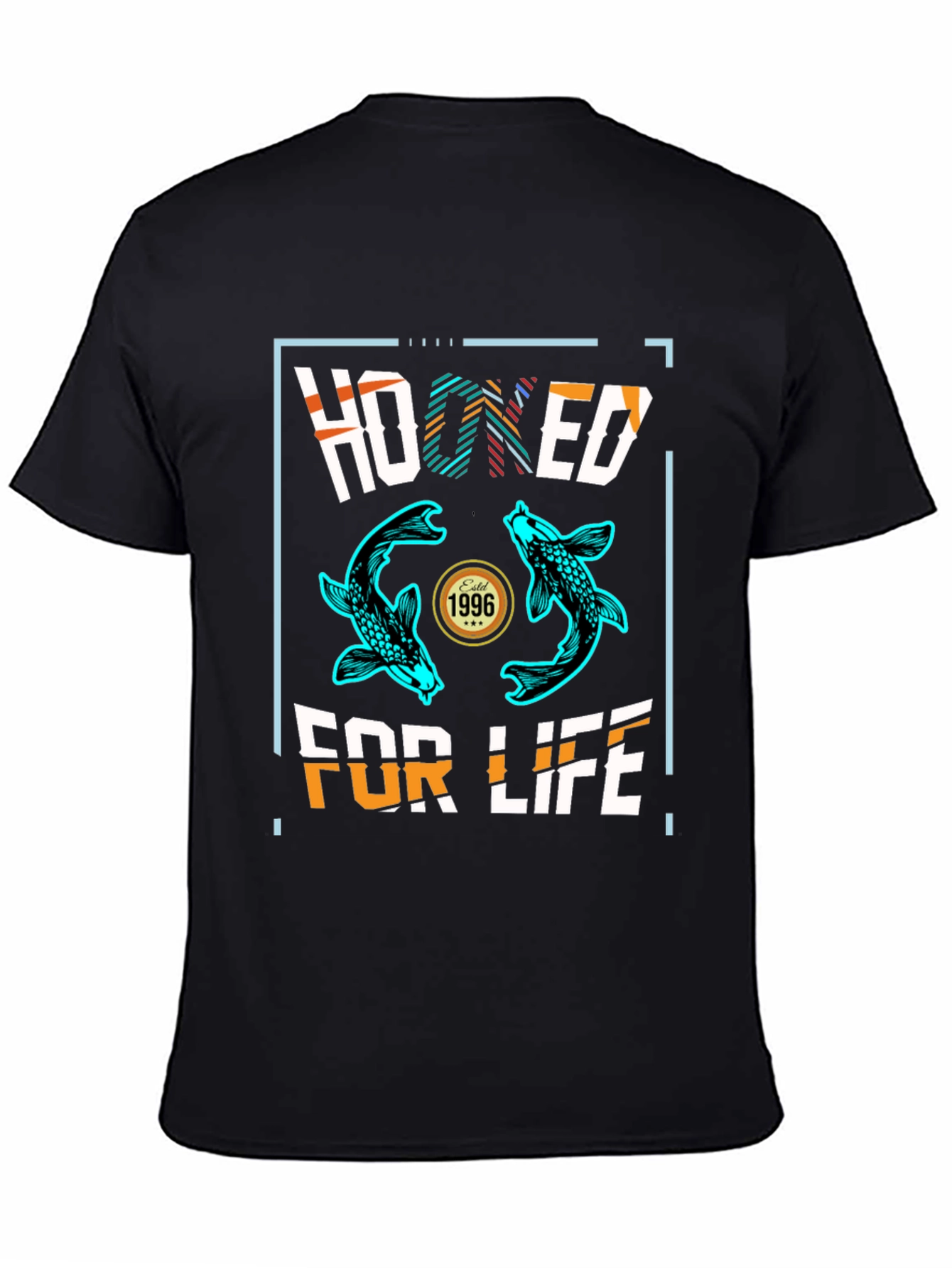 Black Hooked For Life Graphic Tee - Fishing T-Shirt view 4