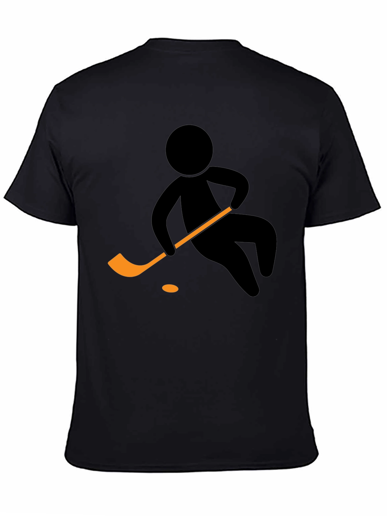 Black Hockey Player Graphic Tee - Black Cotton T-Shirt view 4