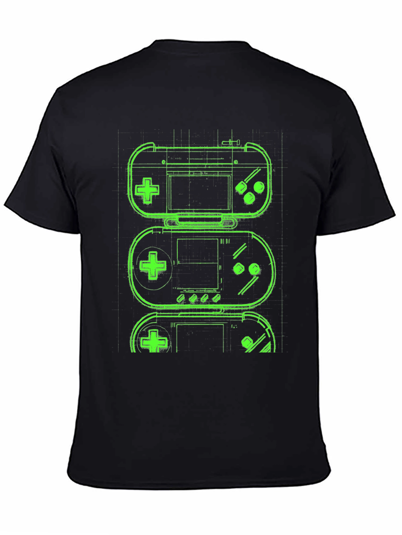 Black Retro Gaming T-Shirt - Neon Game Controller Design view 4