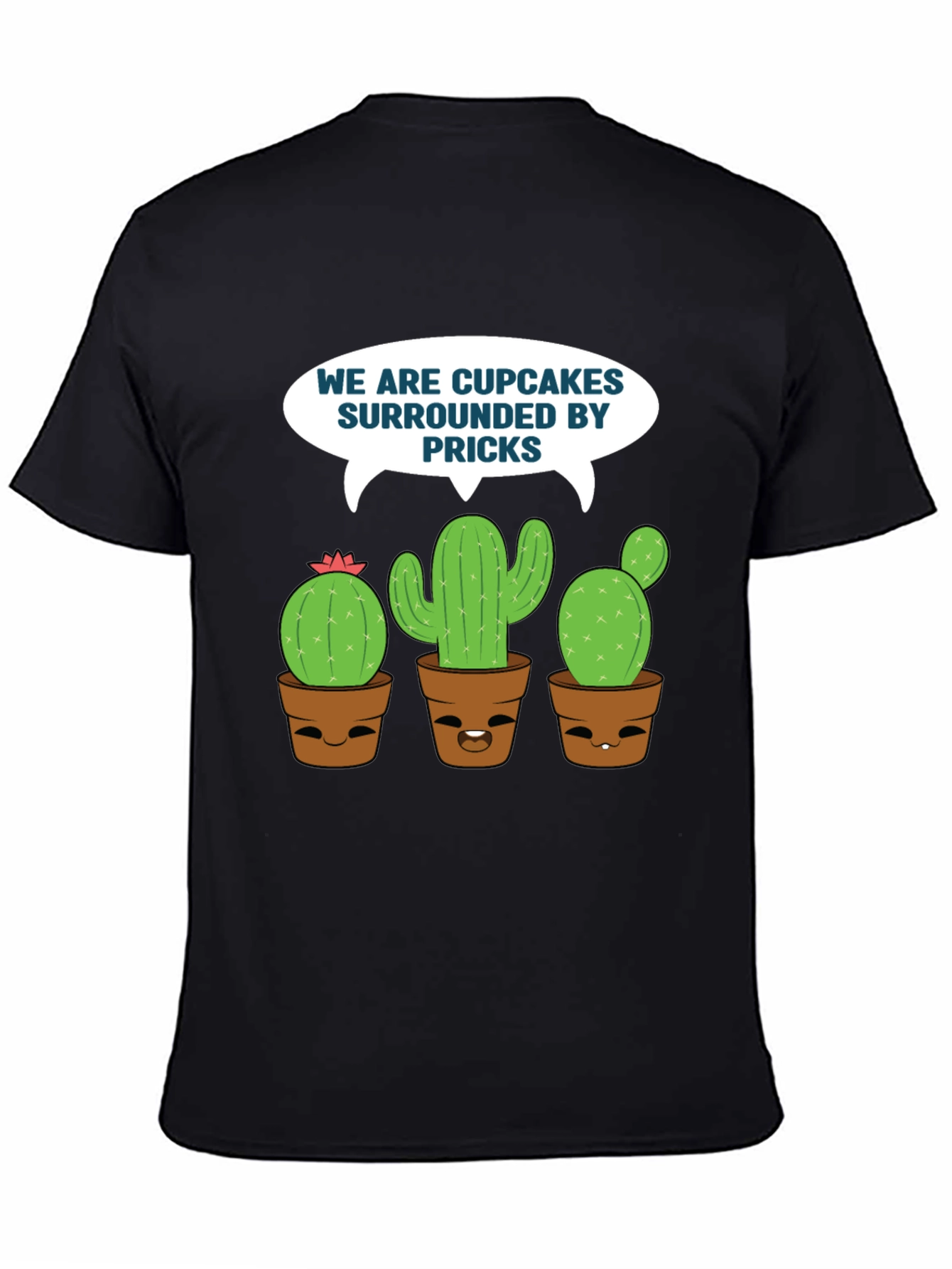 Black Funny Cupcakes & Pricks Cactus Graphic T-Shirt view 4