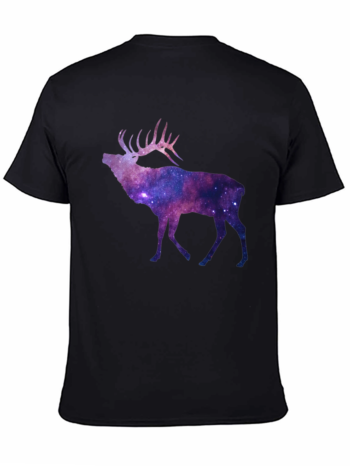 Black Galaxy Elk Graphic Tee - Black Short Sleeve T-Shirt view 4