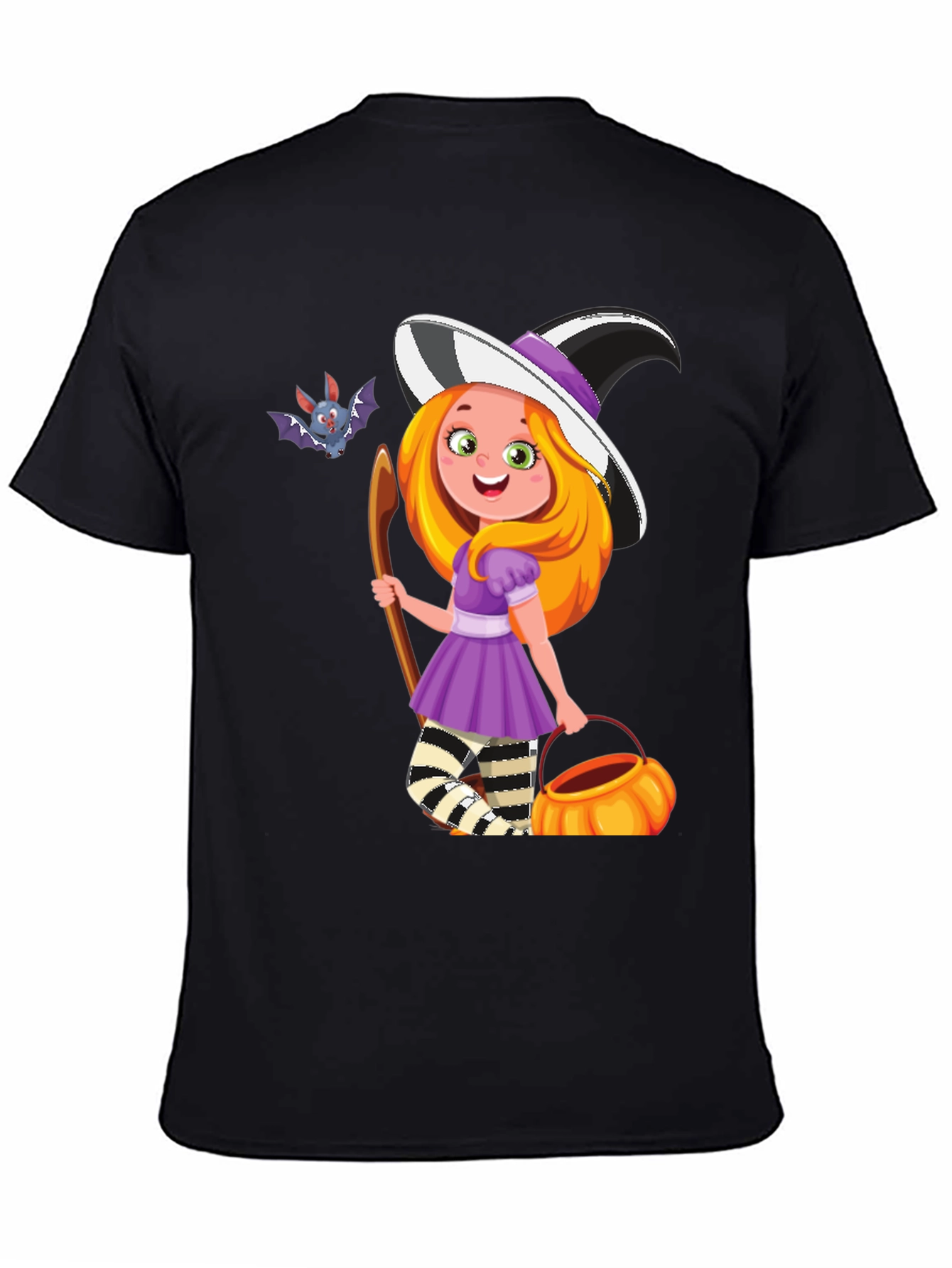 Black Halloween Witch Girl T-Shirt view 4