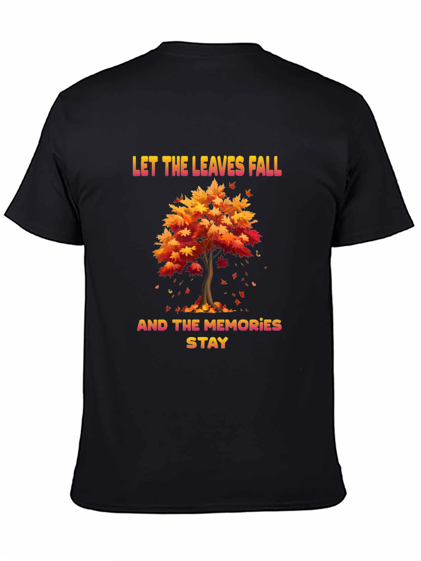 Black Autumn Memories T-Shirt: Let the Leaves Fall view 4