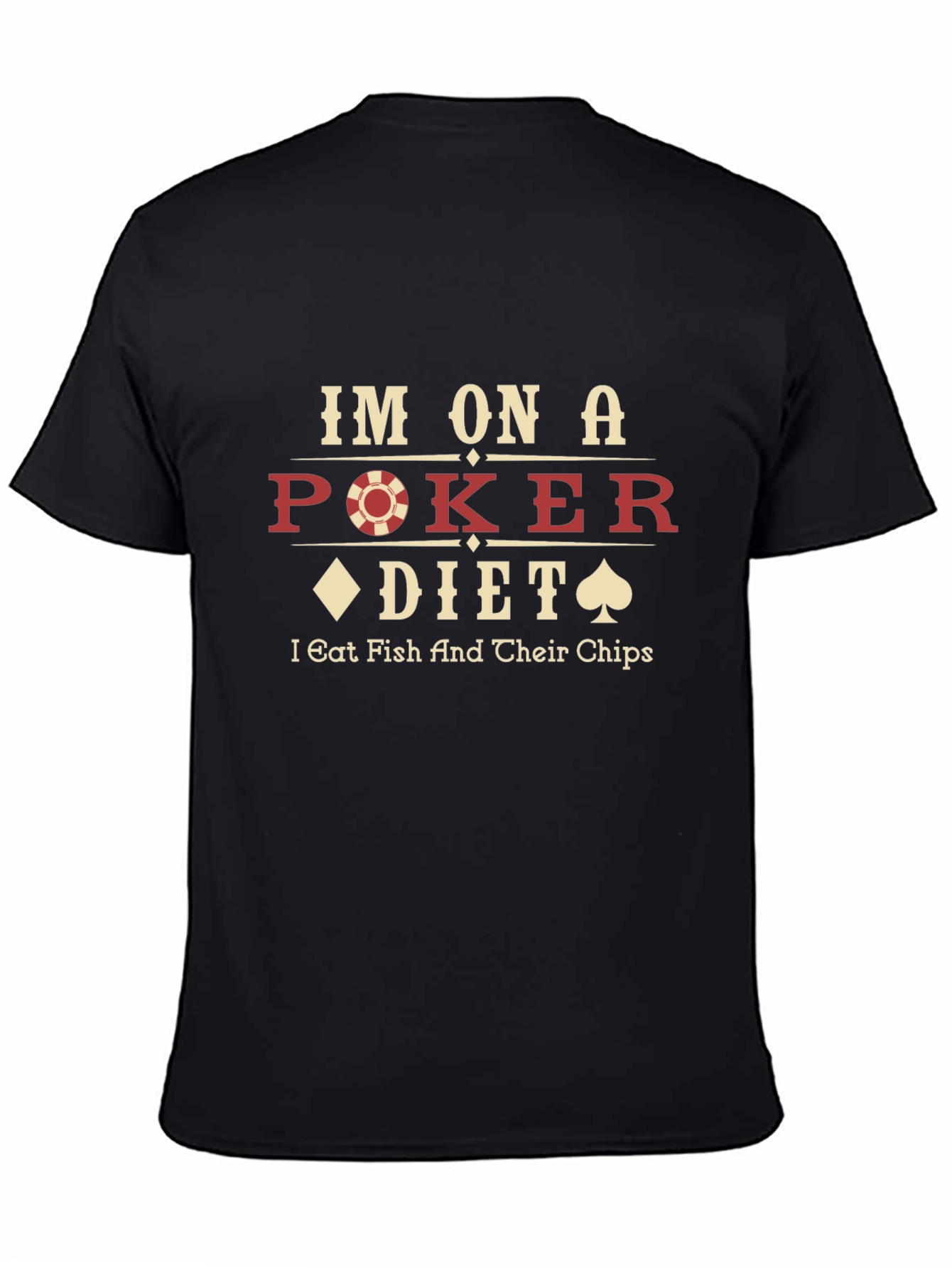 Black Poker Diet T-Shirt - Eat Fish and Chips view 4