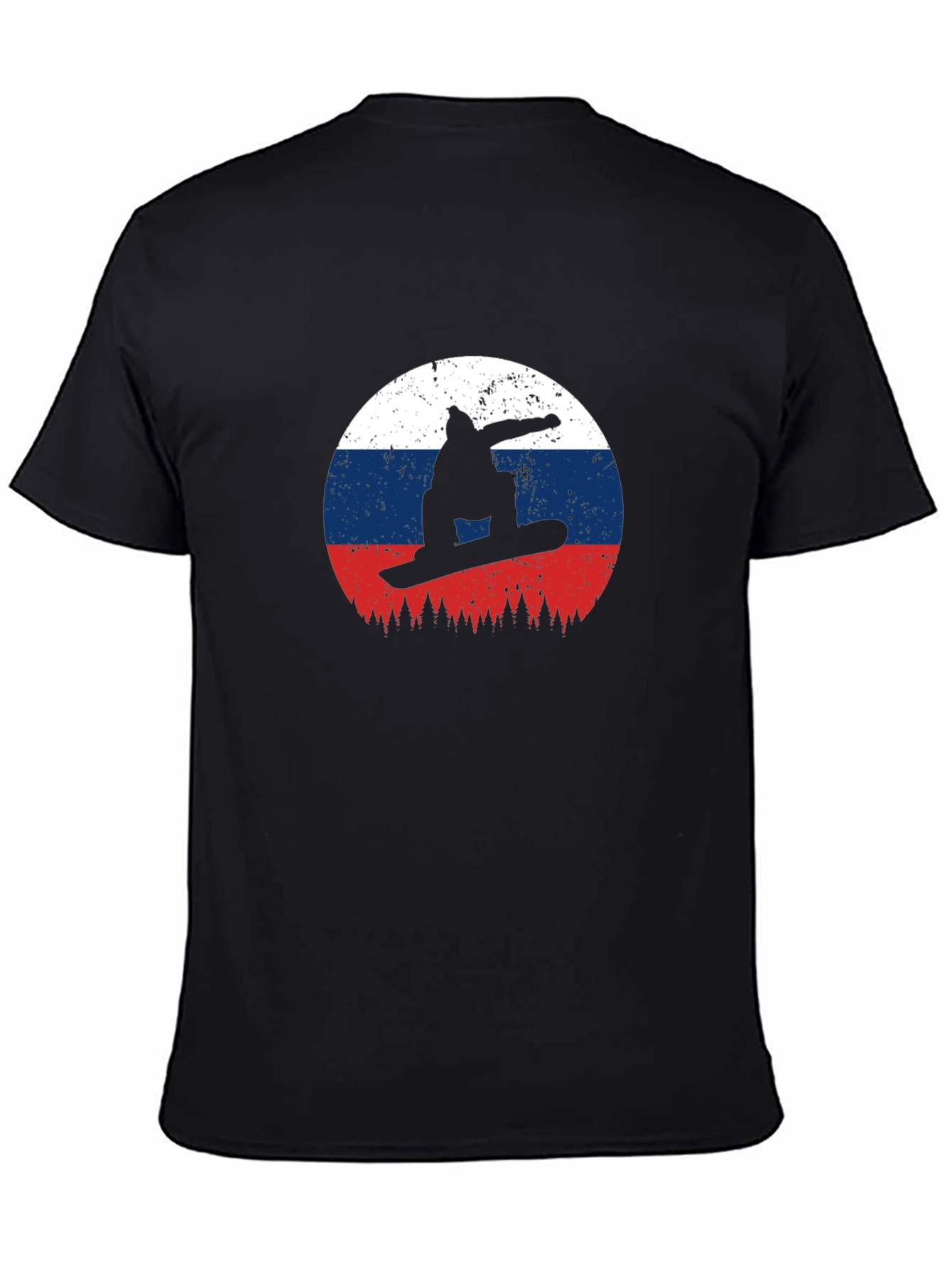 Black Snowboard Russia Flag T-Shirt view 4