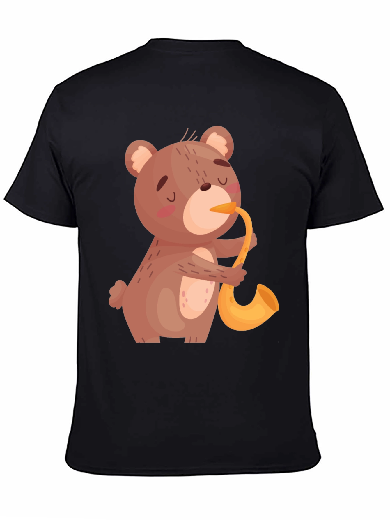 Black Bear Saxophone Graphic Tee - Cool Black T-Shirt view 4