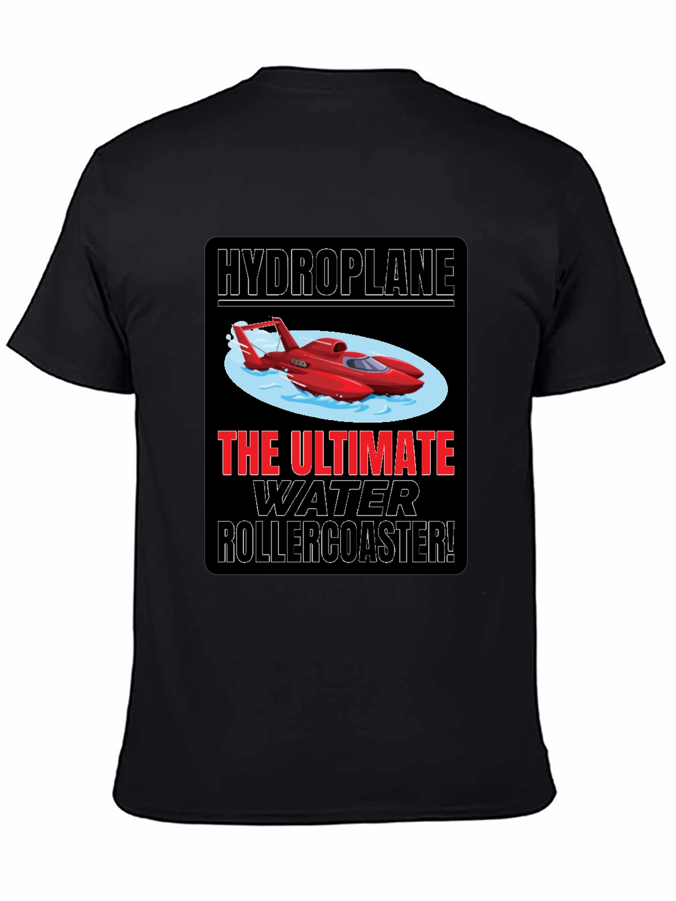Black Hydroplane Water Rollercoaster Graphic Tee view 4
