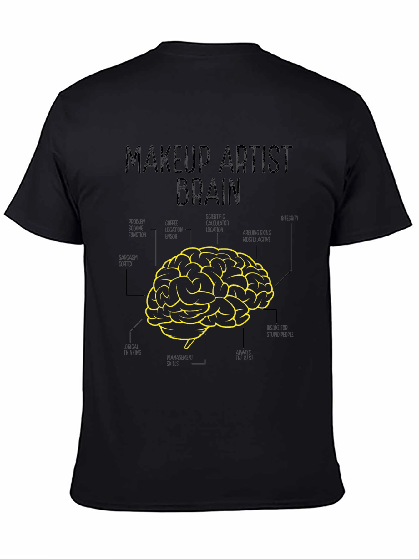 Black Makeup Artist Brain T-Shirt - Creative Graphic Tee view 4