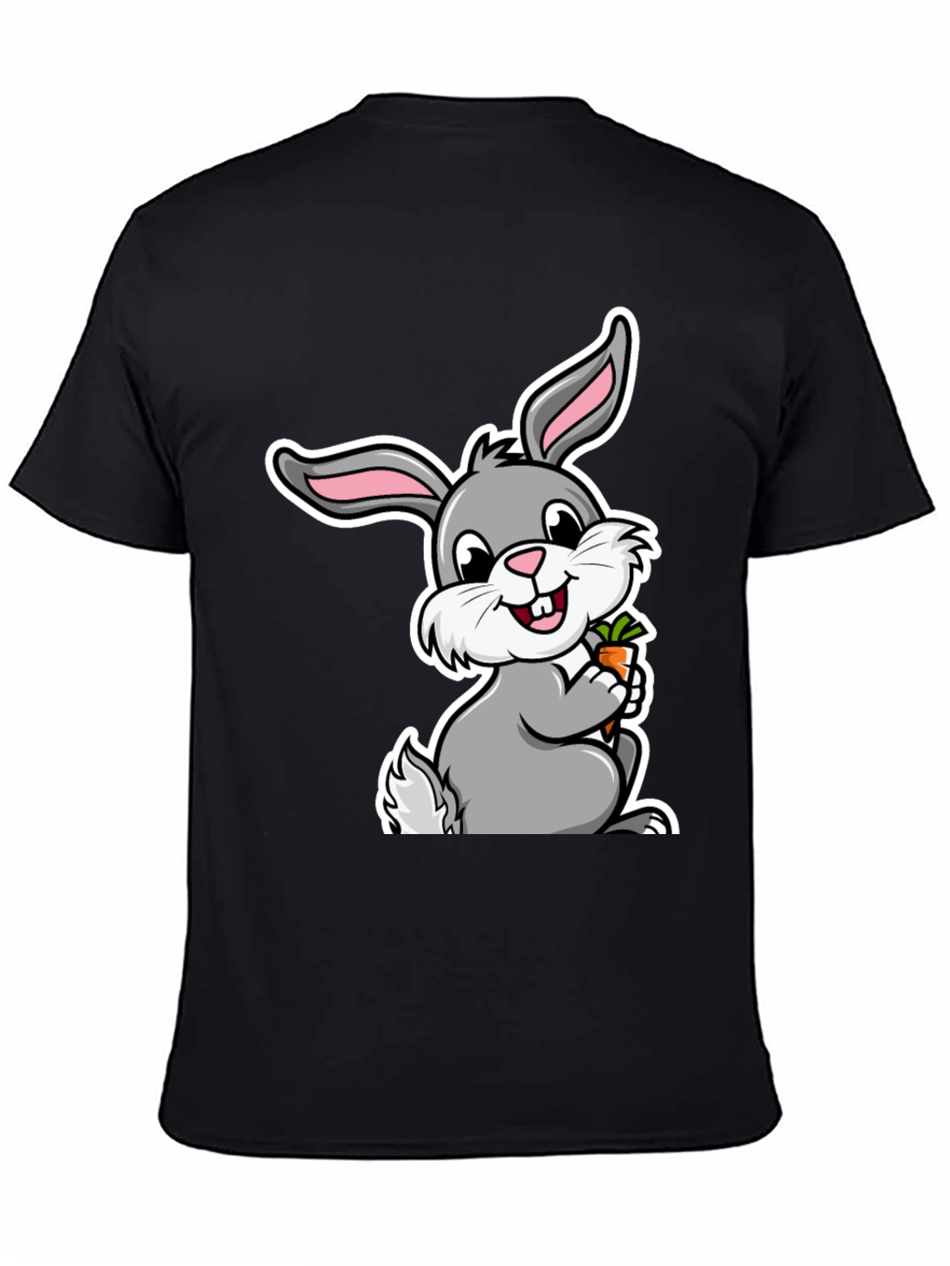 Cute Bunny Graphic Tee - Soft Cotton Black T-Shirt - 4
