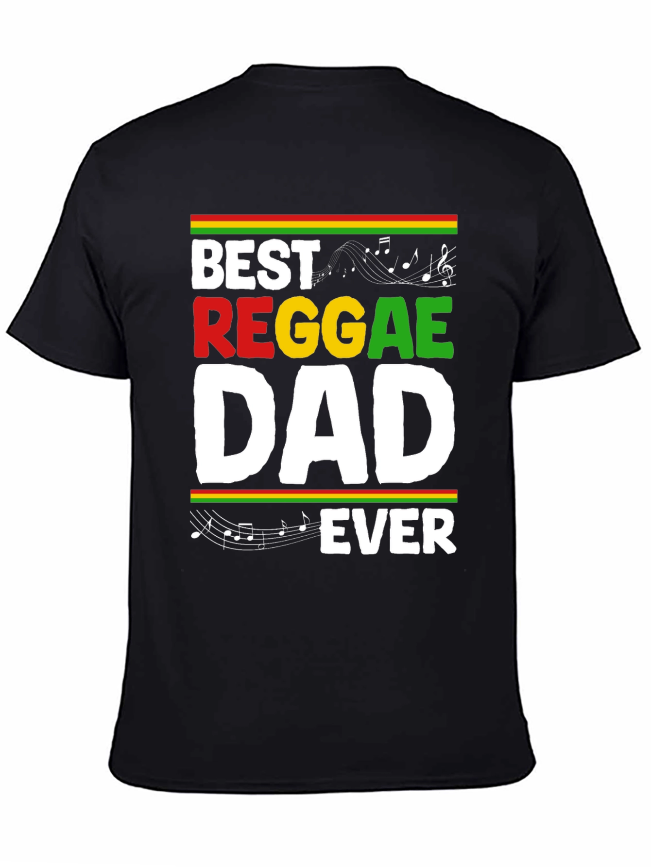 Black Best Reggae Dad Ever Black Graphic T-Shirt view 4