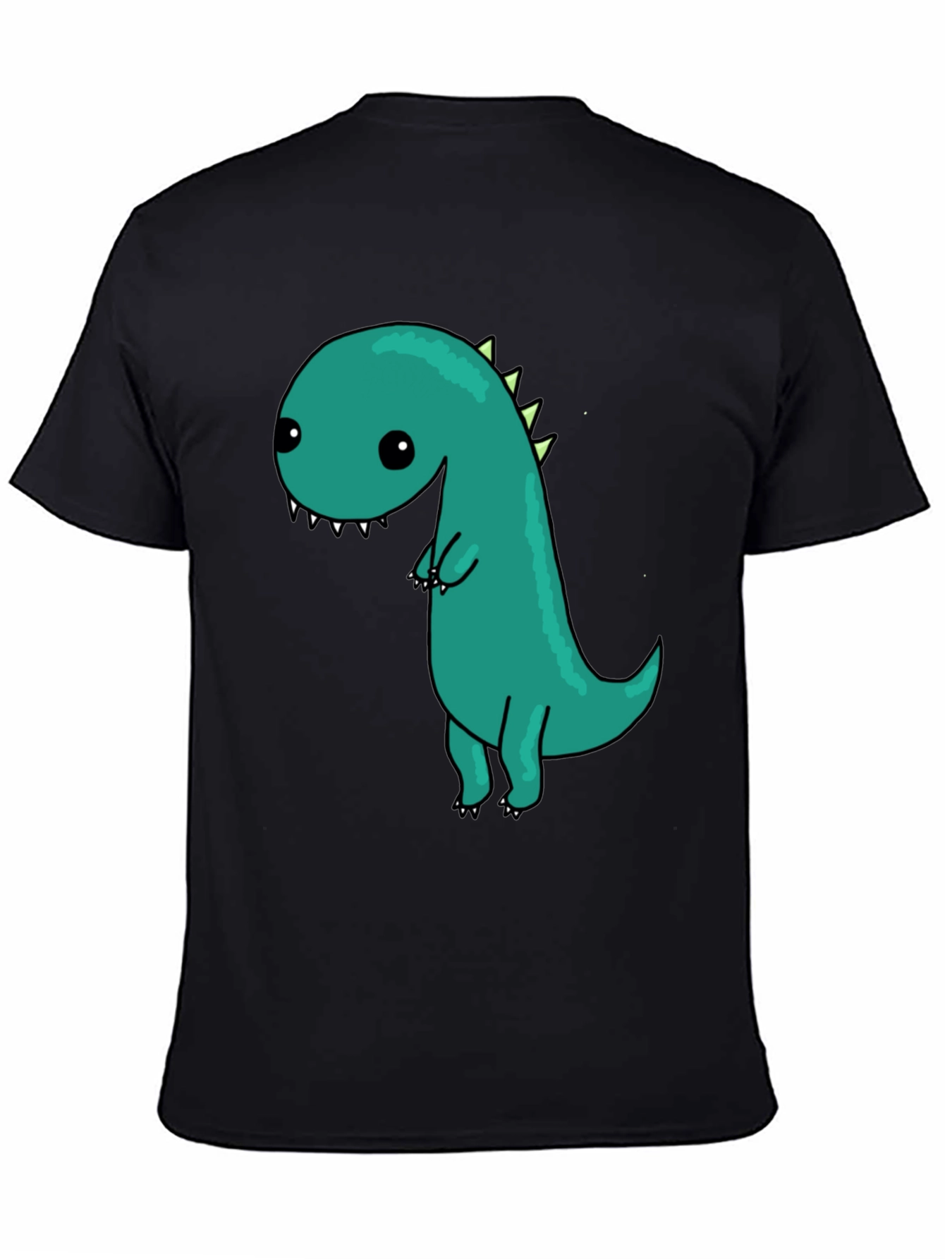 Black Cute Cartoon Dinosaur Graphic Black T-Shirt view 4