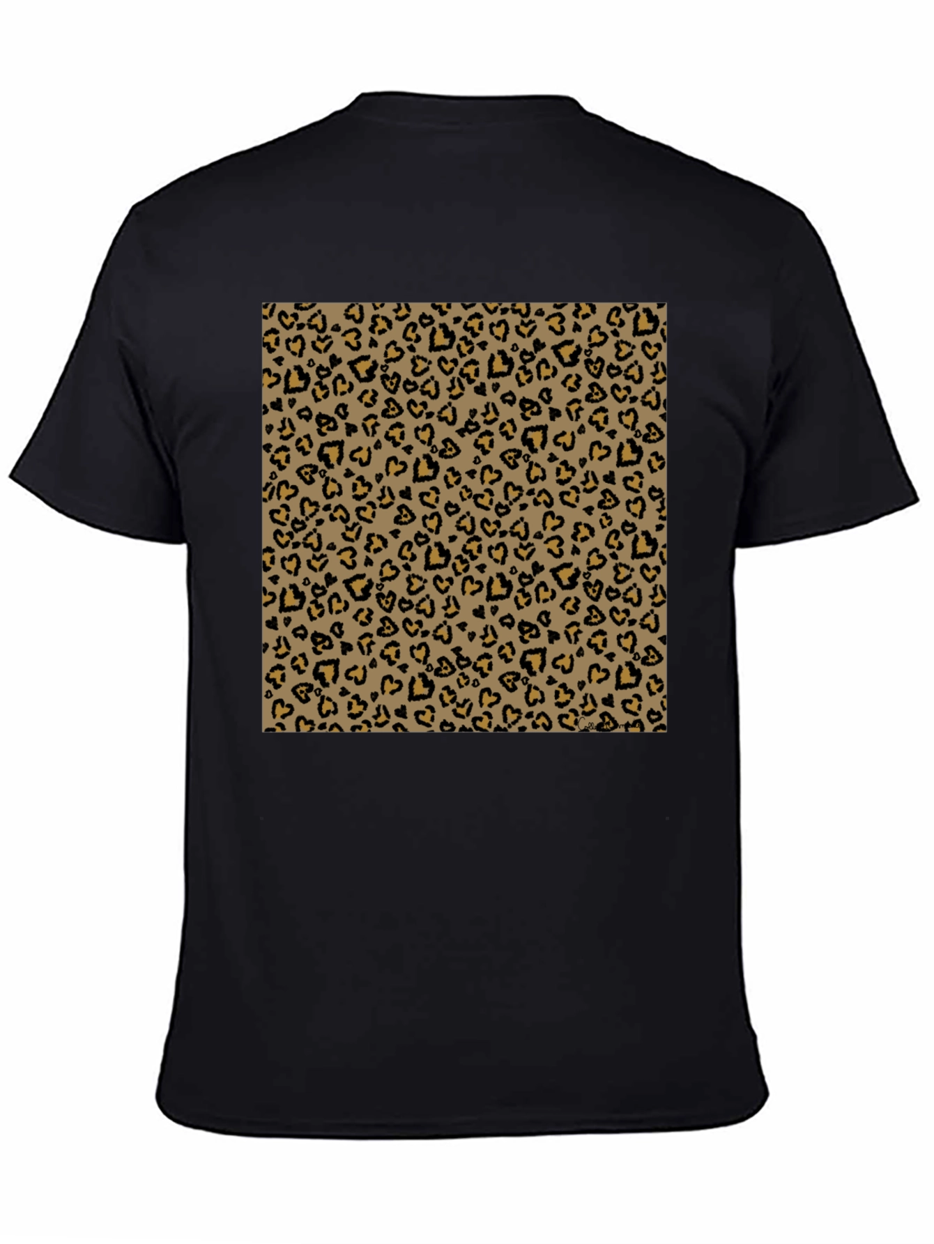 Black Black Tee with Leopard Heart Print view 4
