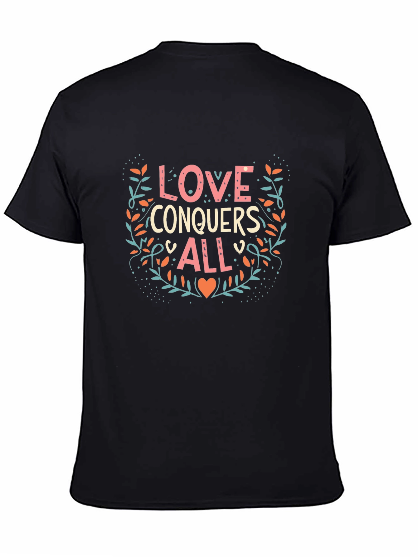 Black Love Conquers All Graphic Tee - Trendy Black T-Shirt view 4