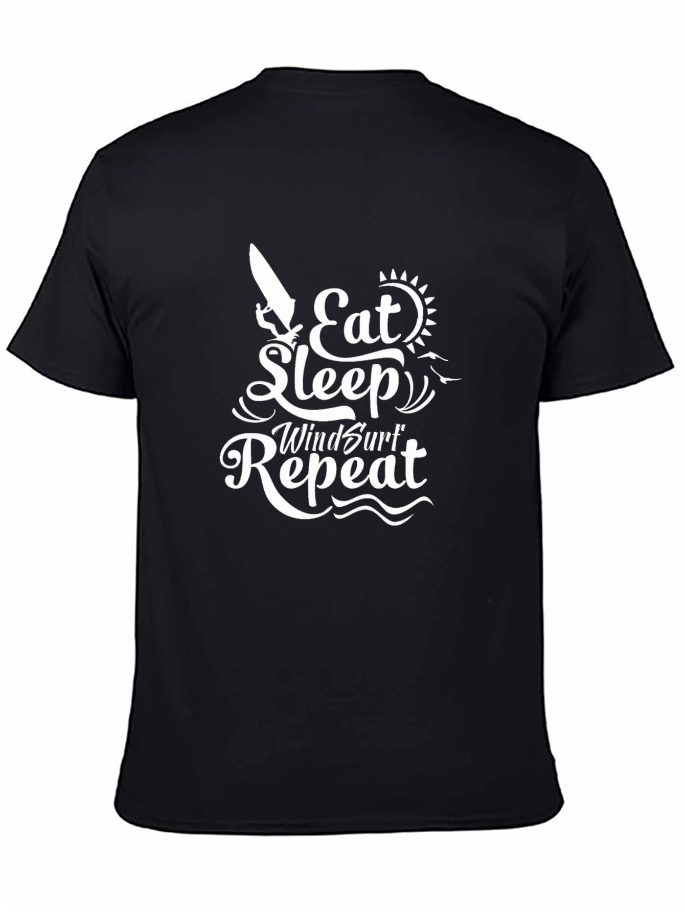 Black Eat Sleep Windsurf Repeat Graphic Tee view 4