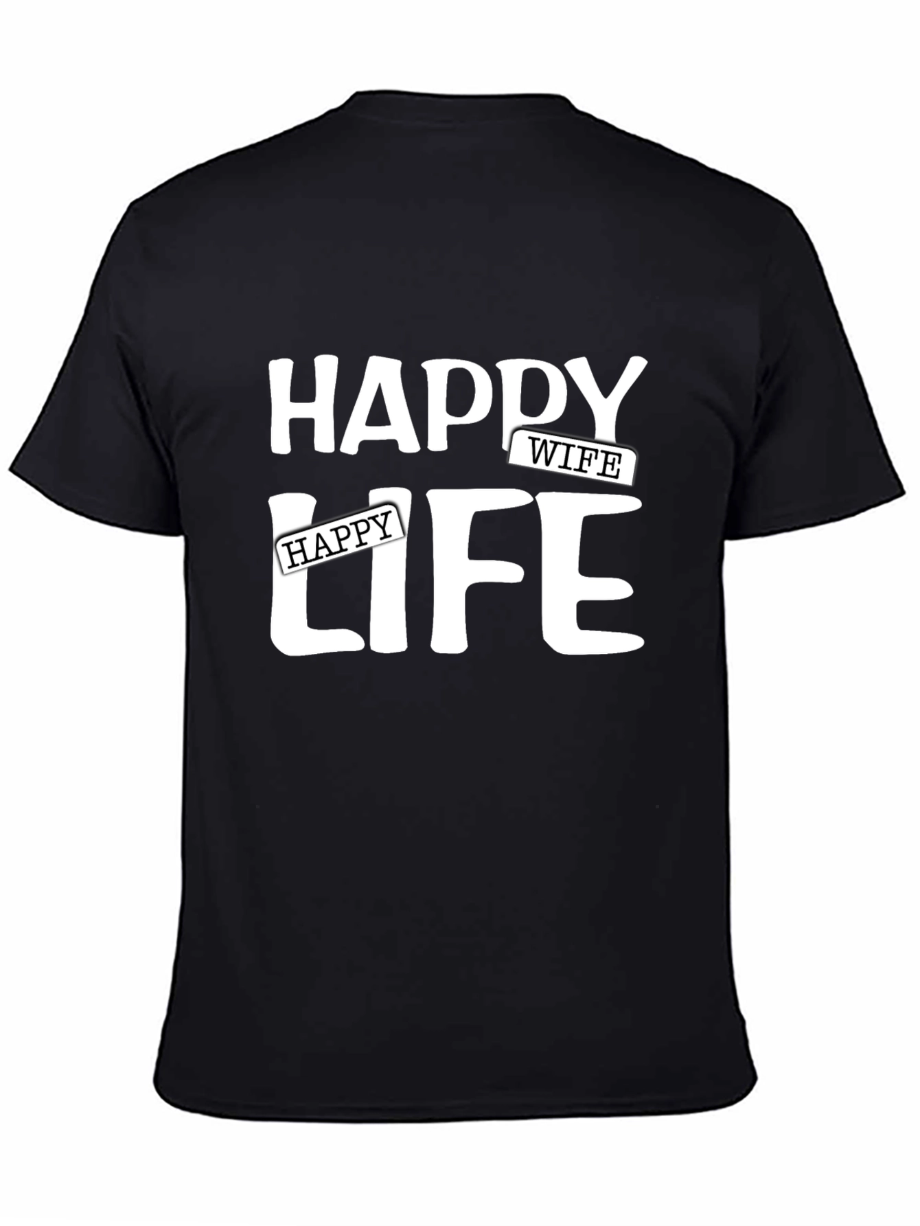 Black Happy Wife Happy Life Graphic Tee view 4