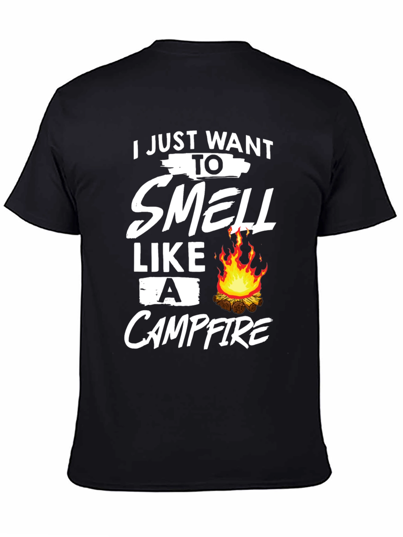 Black Campfire Smell T-Shirt: Cozy Outdoor Adventure view 4