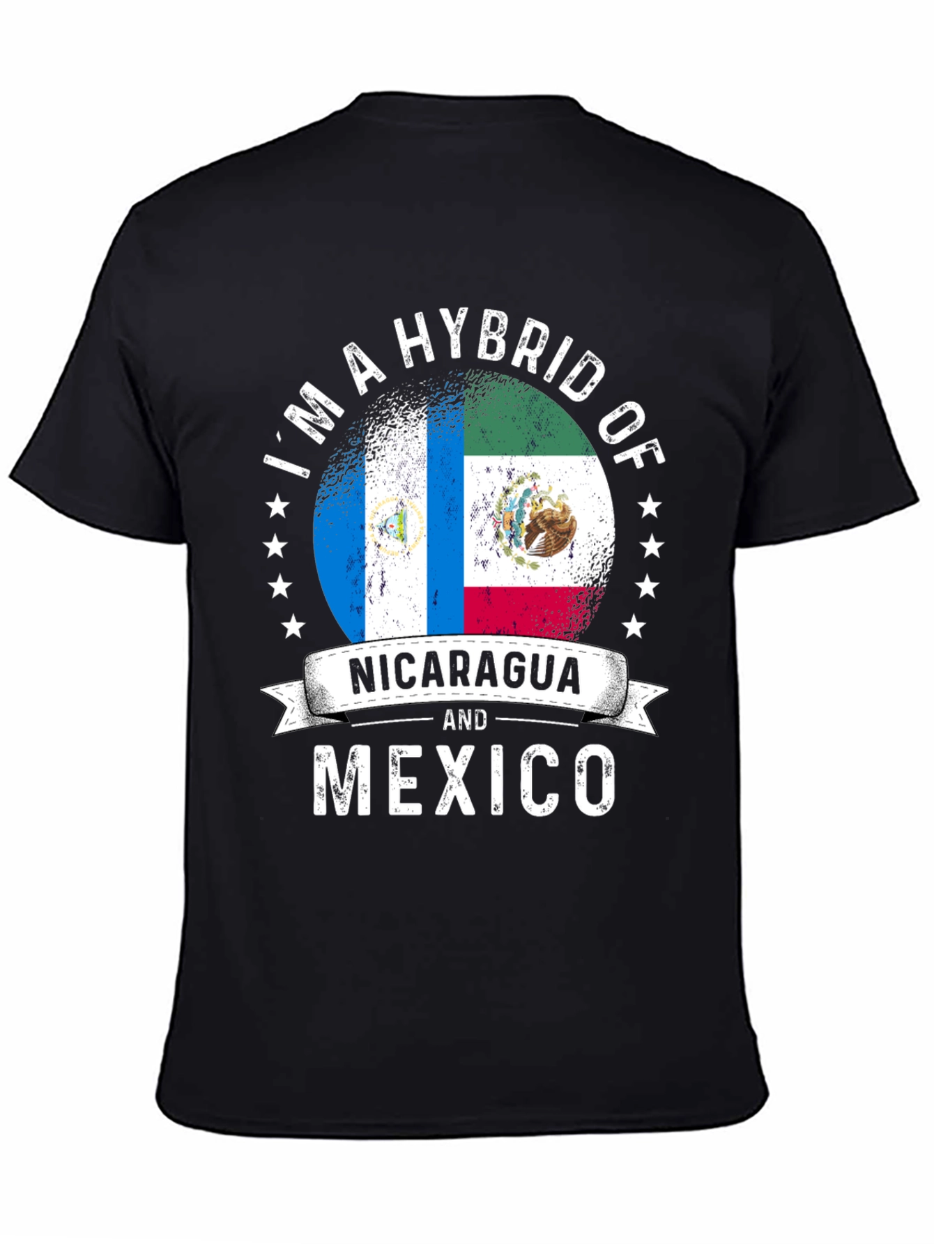 Black Nicaragua and Mexico Hybrid Pride T-Shirt view 4