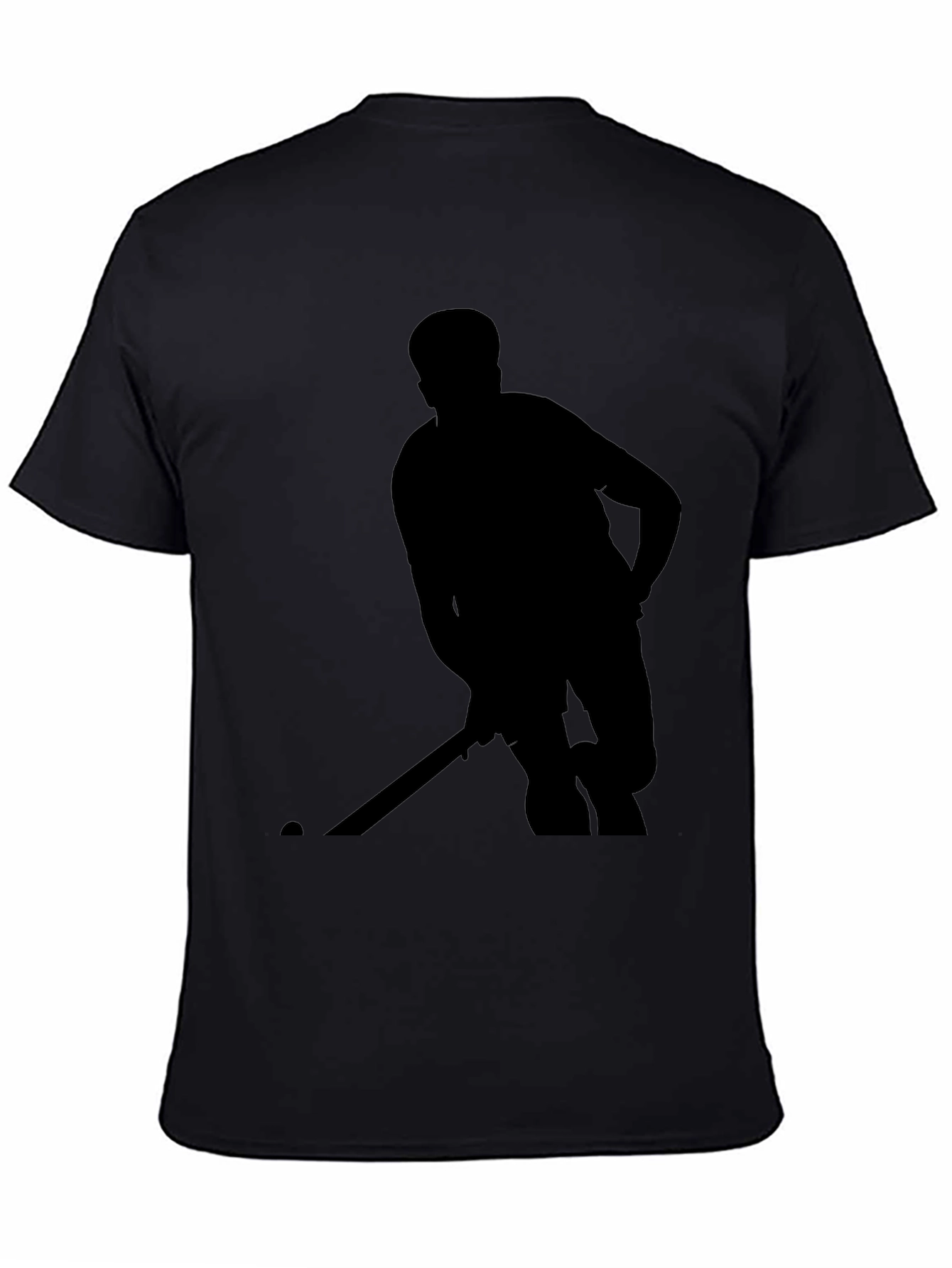 Black Hockey Player Silhouette T-Shirt view 4