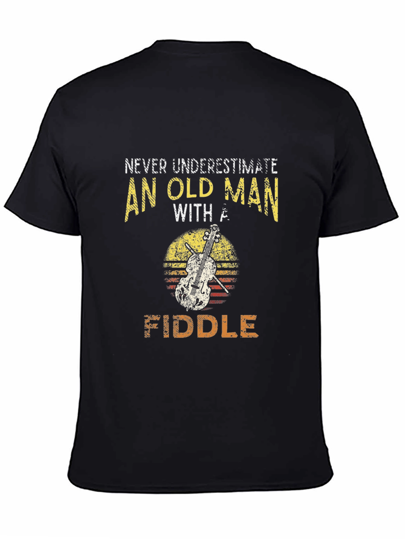 Black Never Underestimate an Old Man with a Fiddle T-Shirt view 4