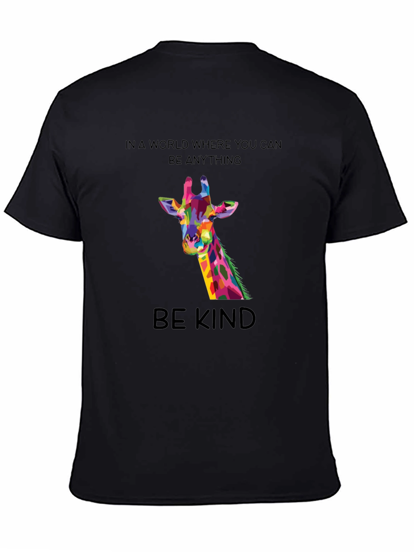 Black Be Kind Giraffe Tee - Unique Colorful Design view 4