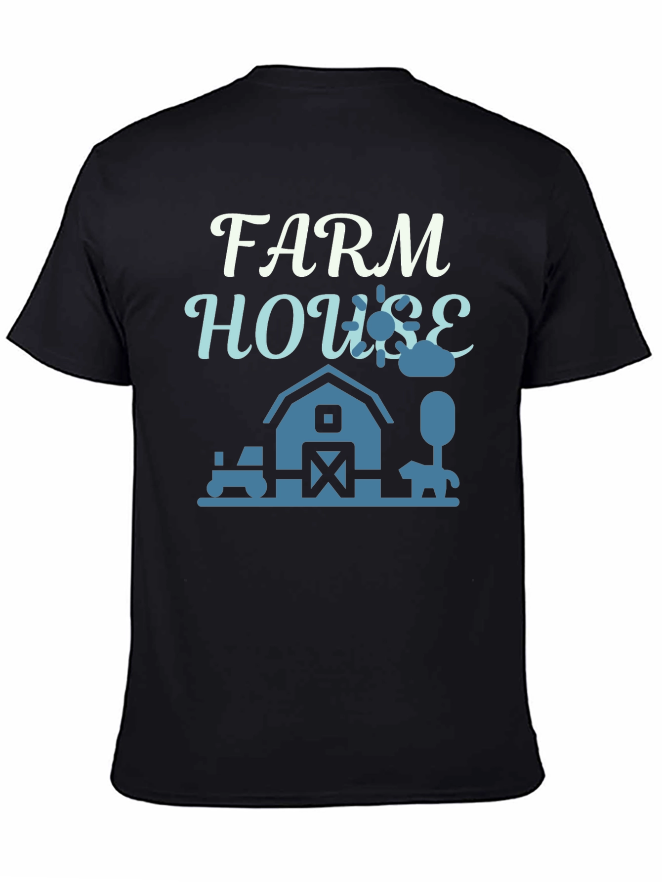 Black Farm House Graphic Tee - Black Cotton T-Shirt view 4