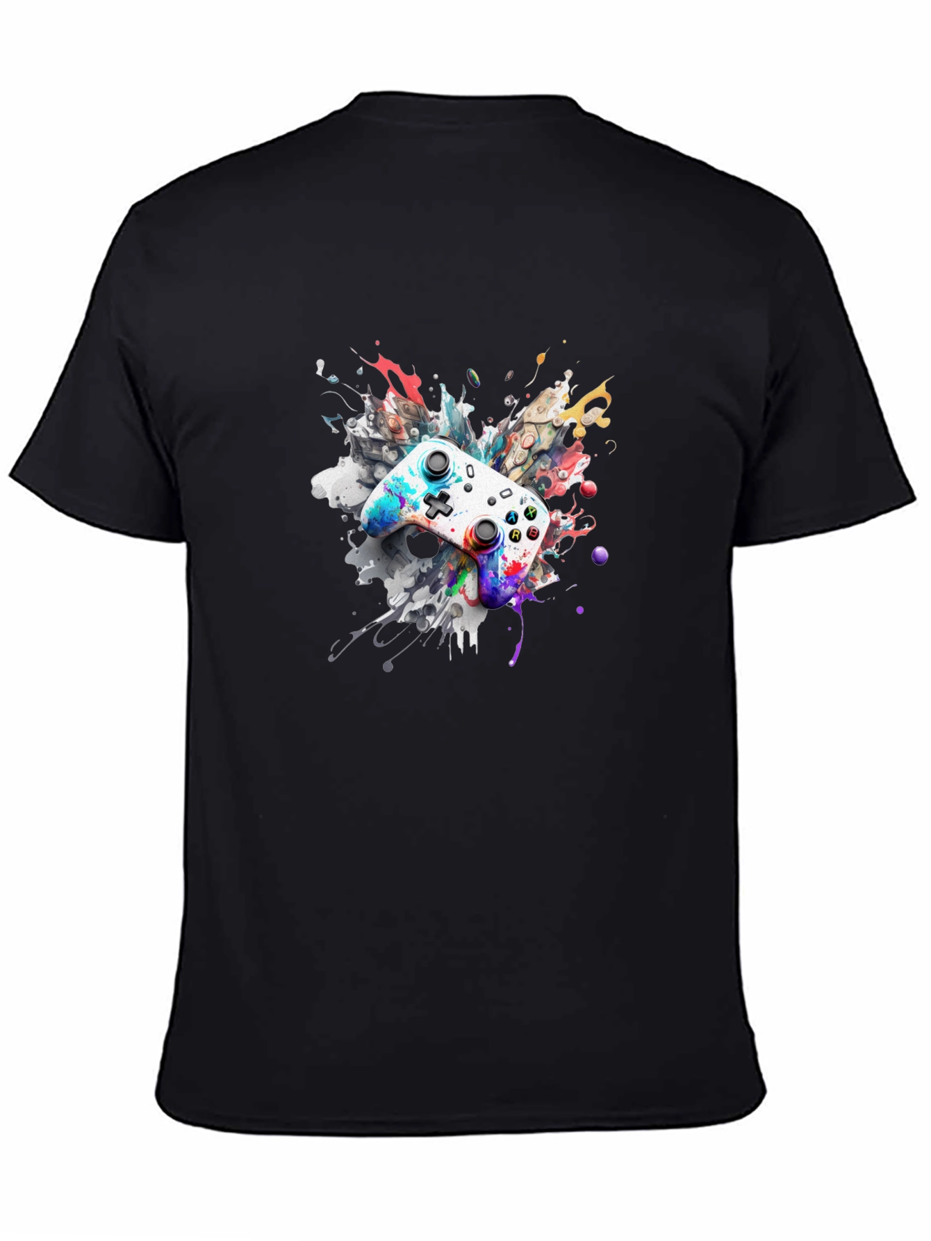 Black Colorful Gaming Controller T-Shirt view 4