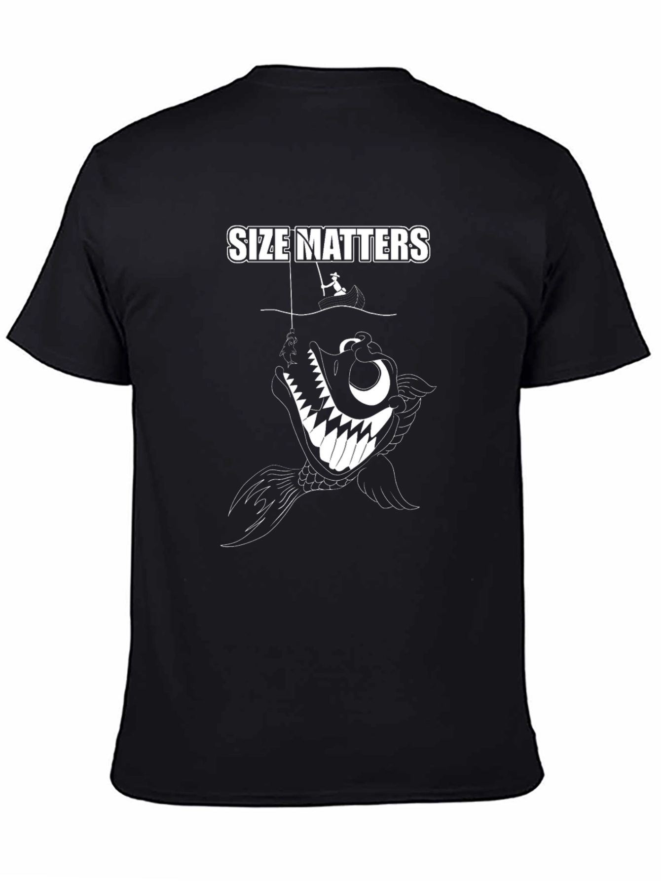 Black Size Matters Fishing Graphic Tee view 4