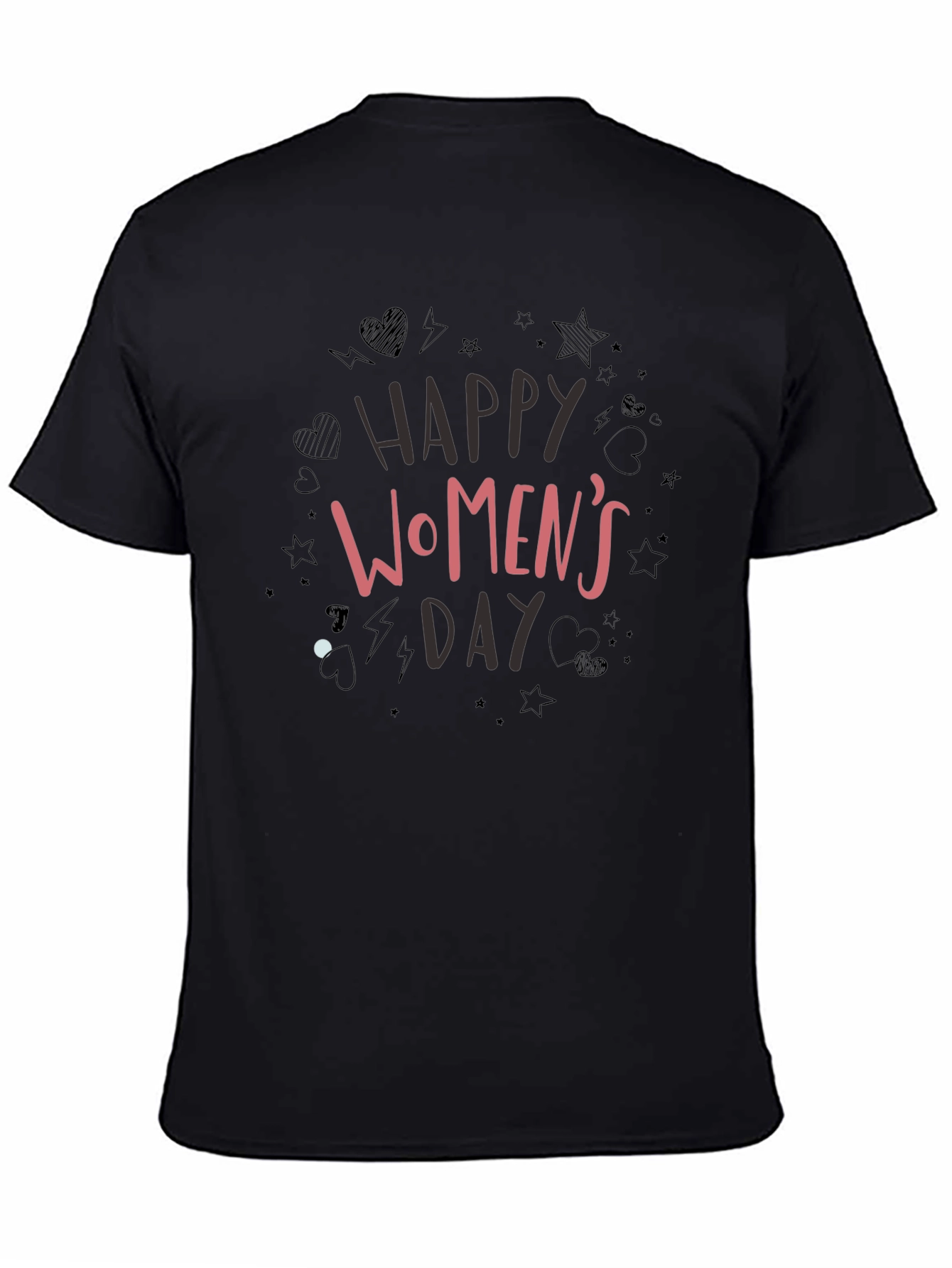 Black Happy Women's Day Black T-Shirt view 4