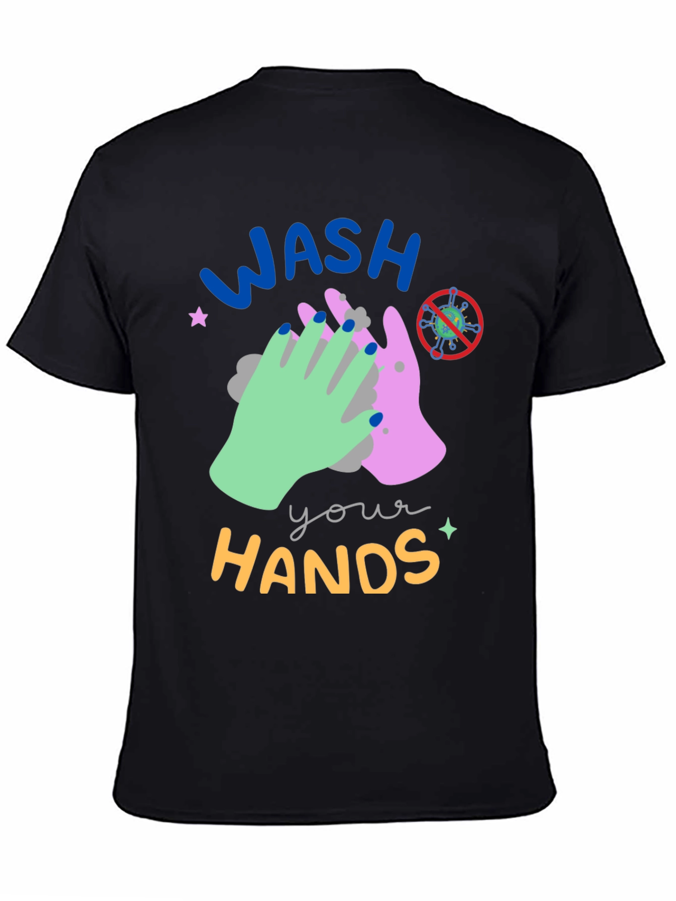 Black Wash Your Hands Graphic Tee - Black view 4