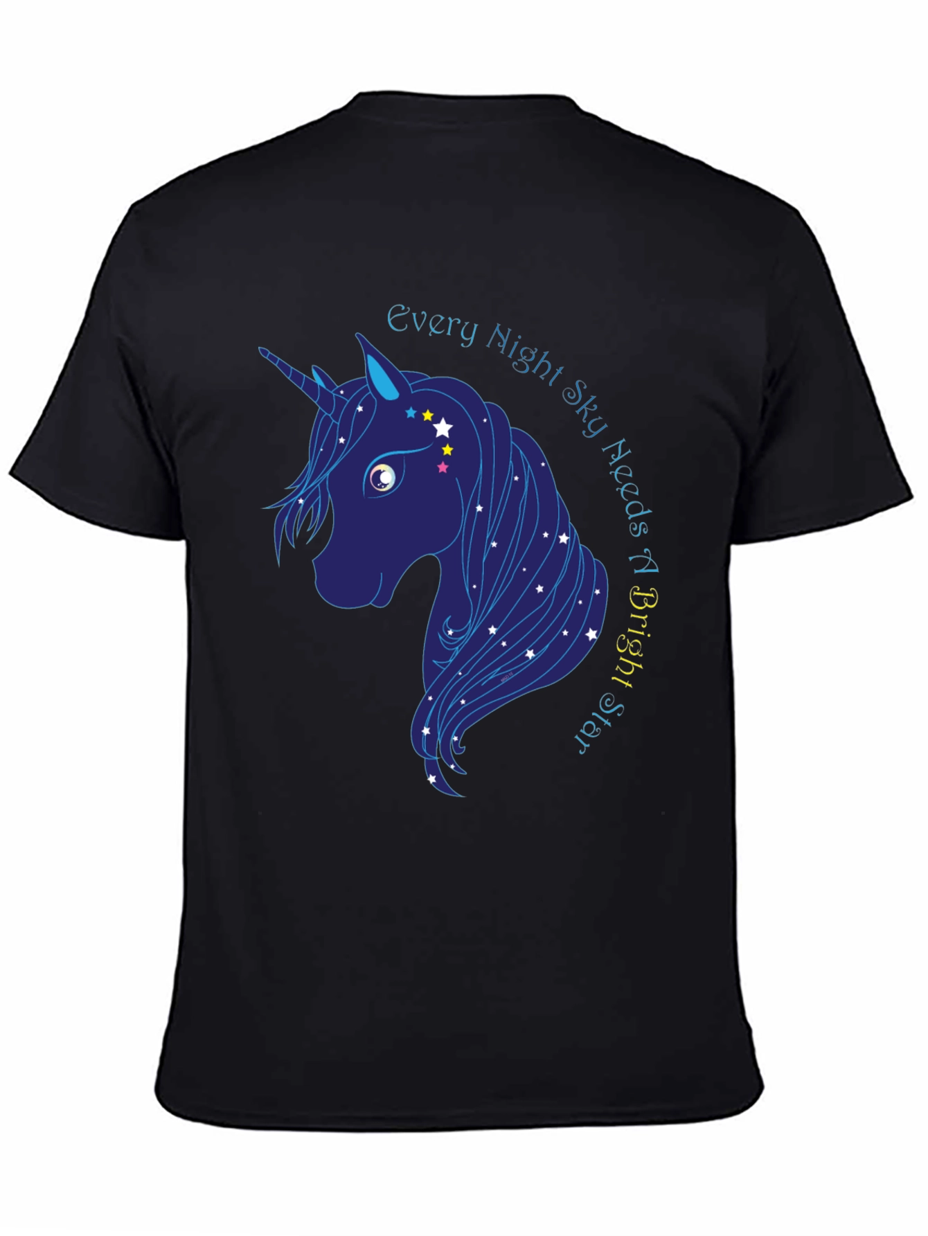 Black Every Night Sky Needs a Bright Star Unicorn T-Shirt view 4