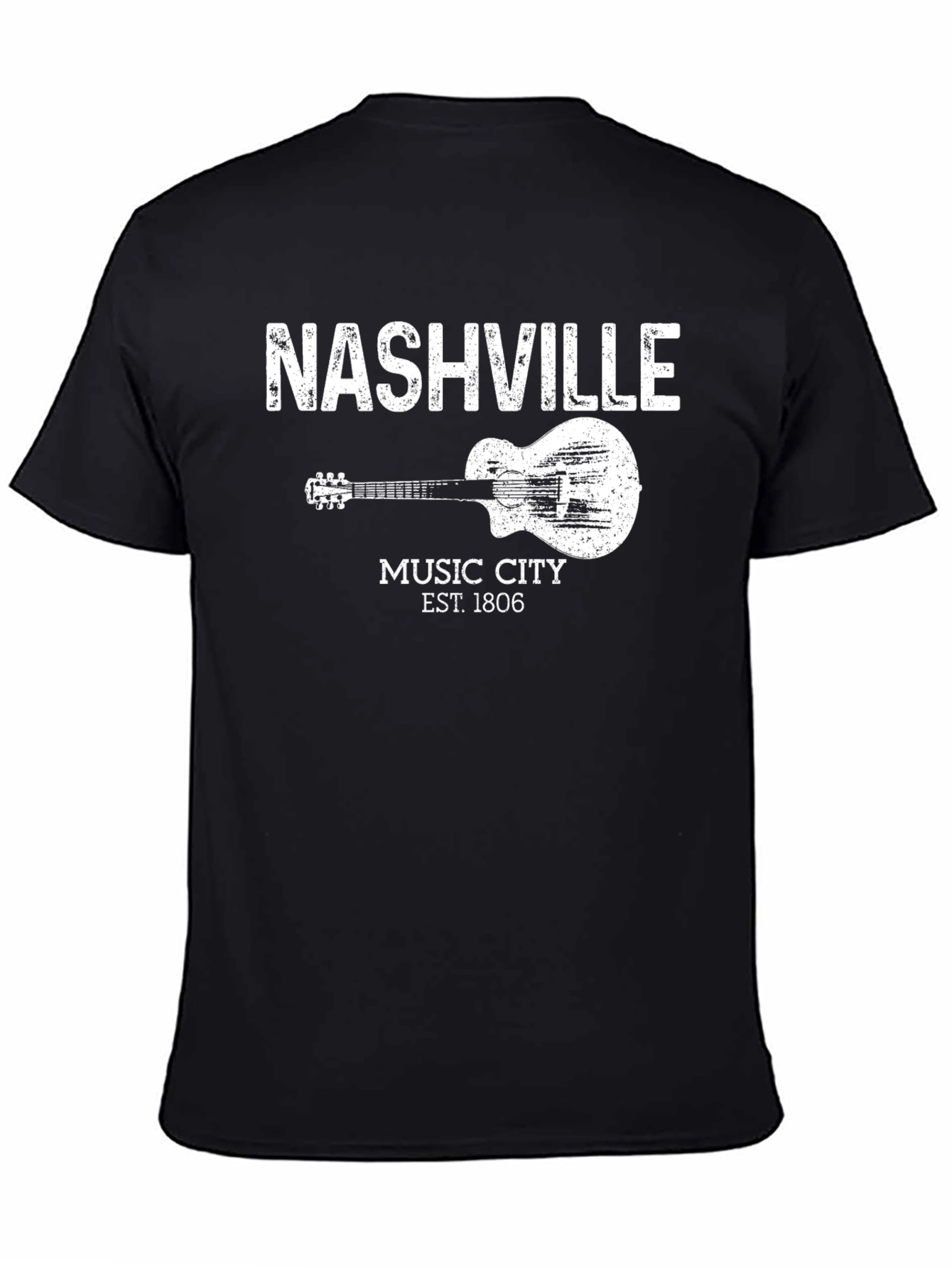 Black Nashville Music City Guitar Graphic T-Shirt view 4
