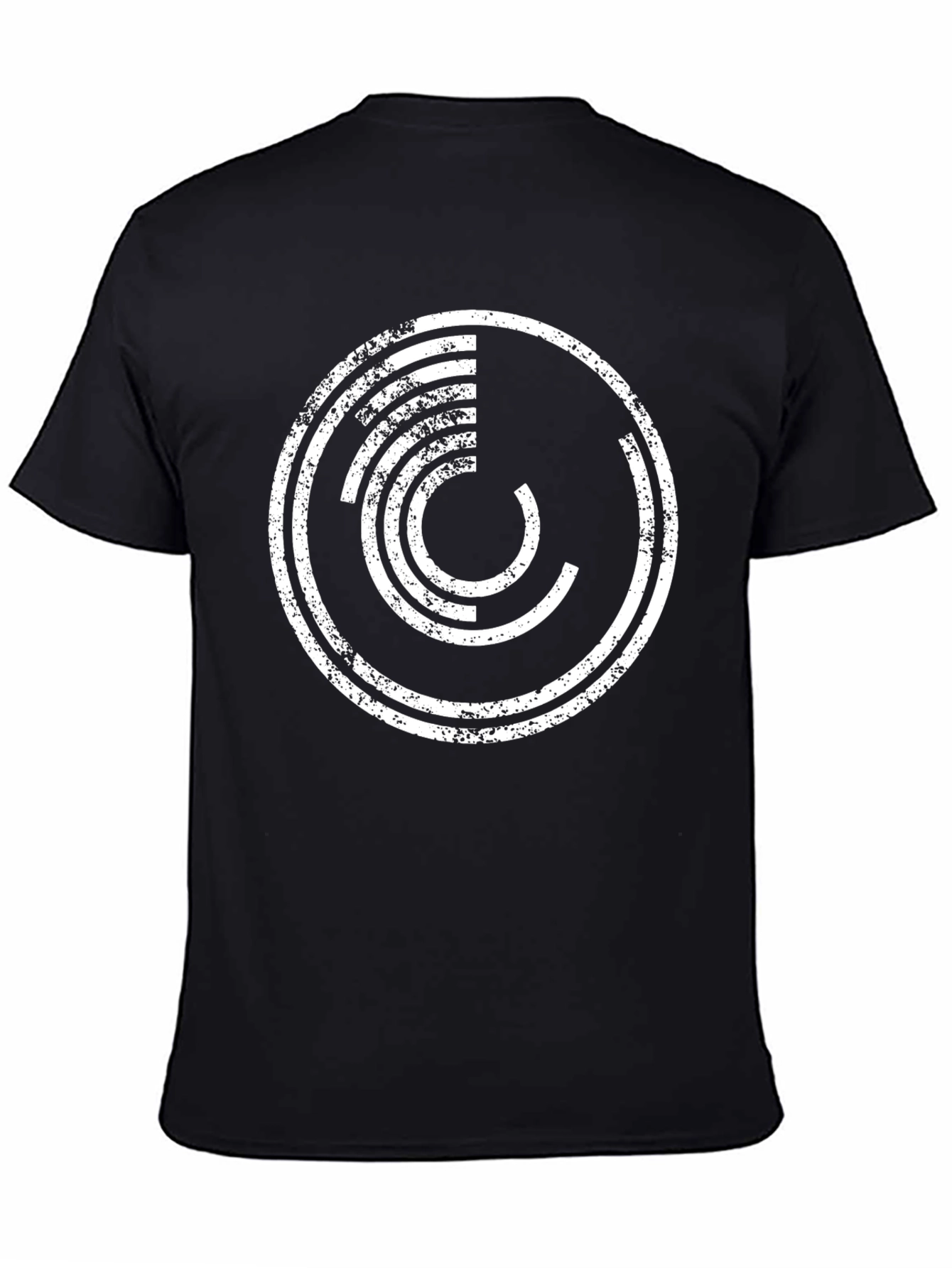 Black Geometric Graphic Print Men's Black Tee view 4