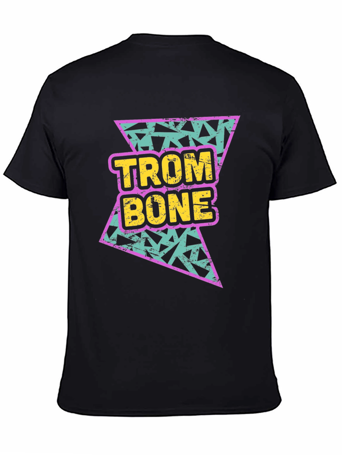 Black Retro Trombone Graphic Tee - Black Cotton T-Shirt view 4