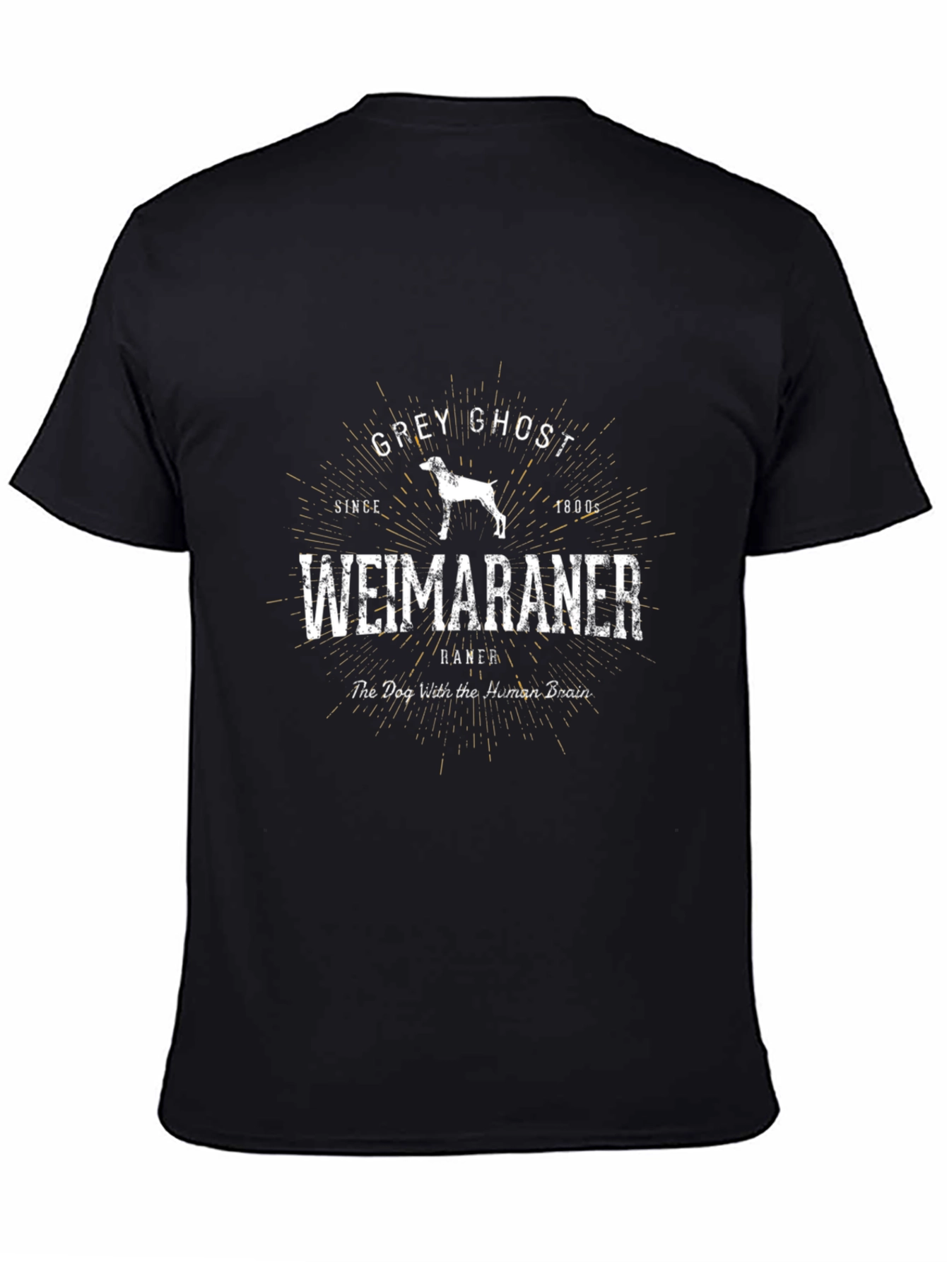 Black Grey Ghost Weimaraner Black Graphic T-Shirt view 4