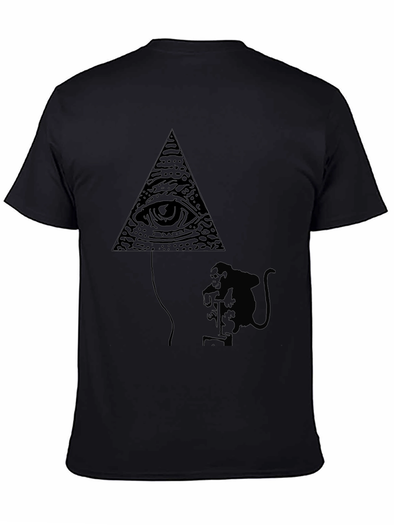 Black Illuminati Monkey Balloon Black T-Shirt view 4
