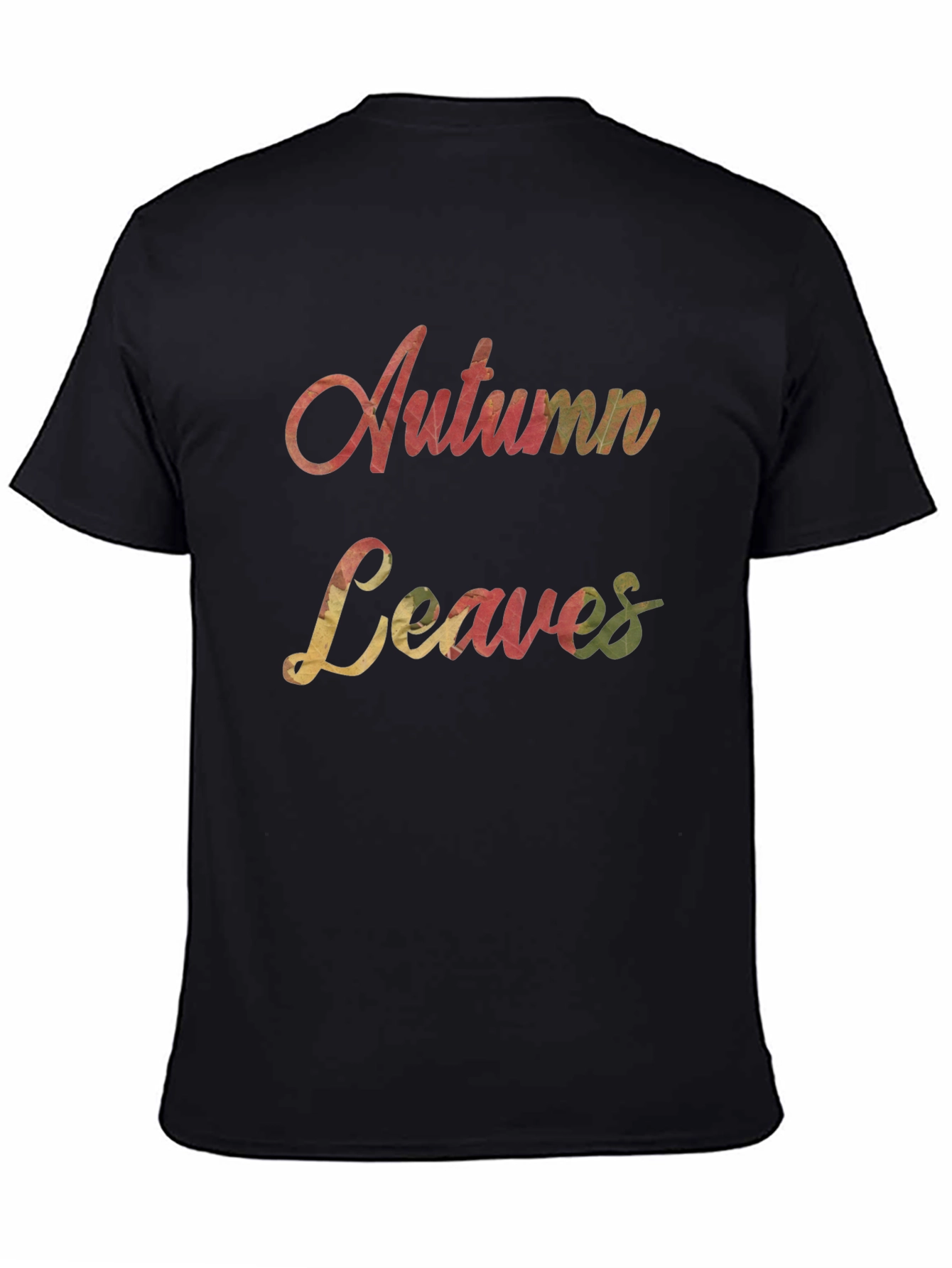 Black Autumn Leaves Graphic Print Crew Neck T-Shirt view 4