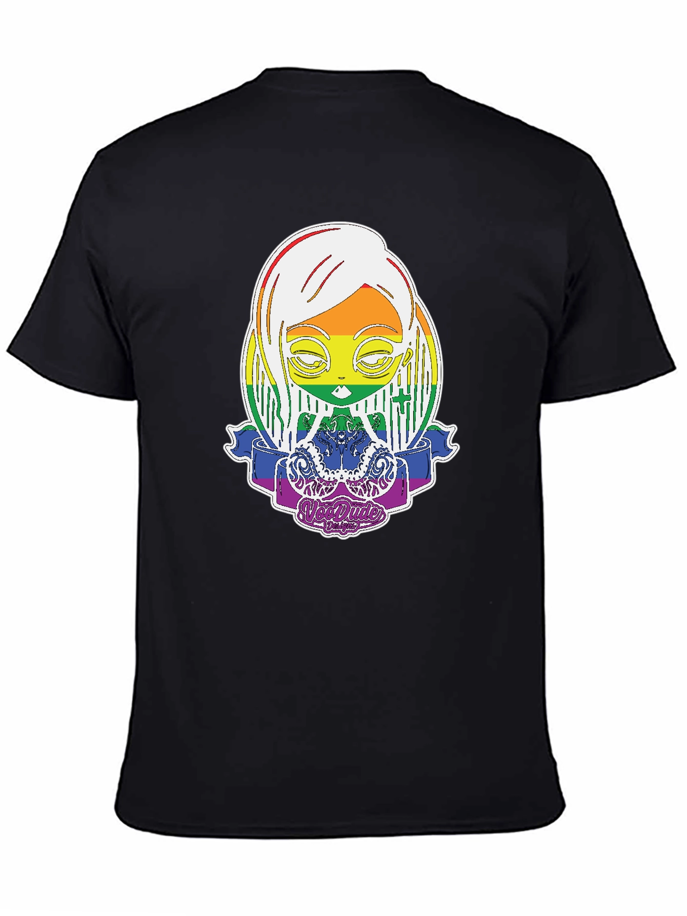 Black Rainbow Character Graphic Tee view 4